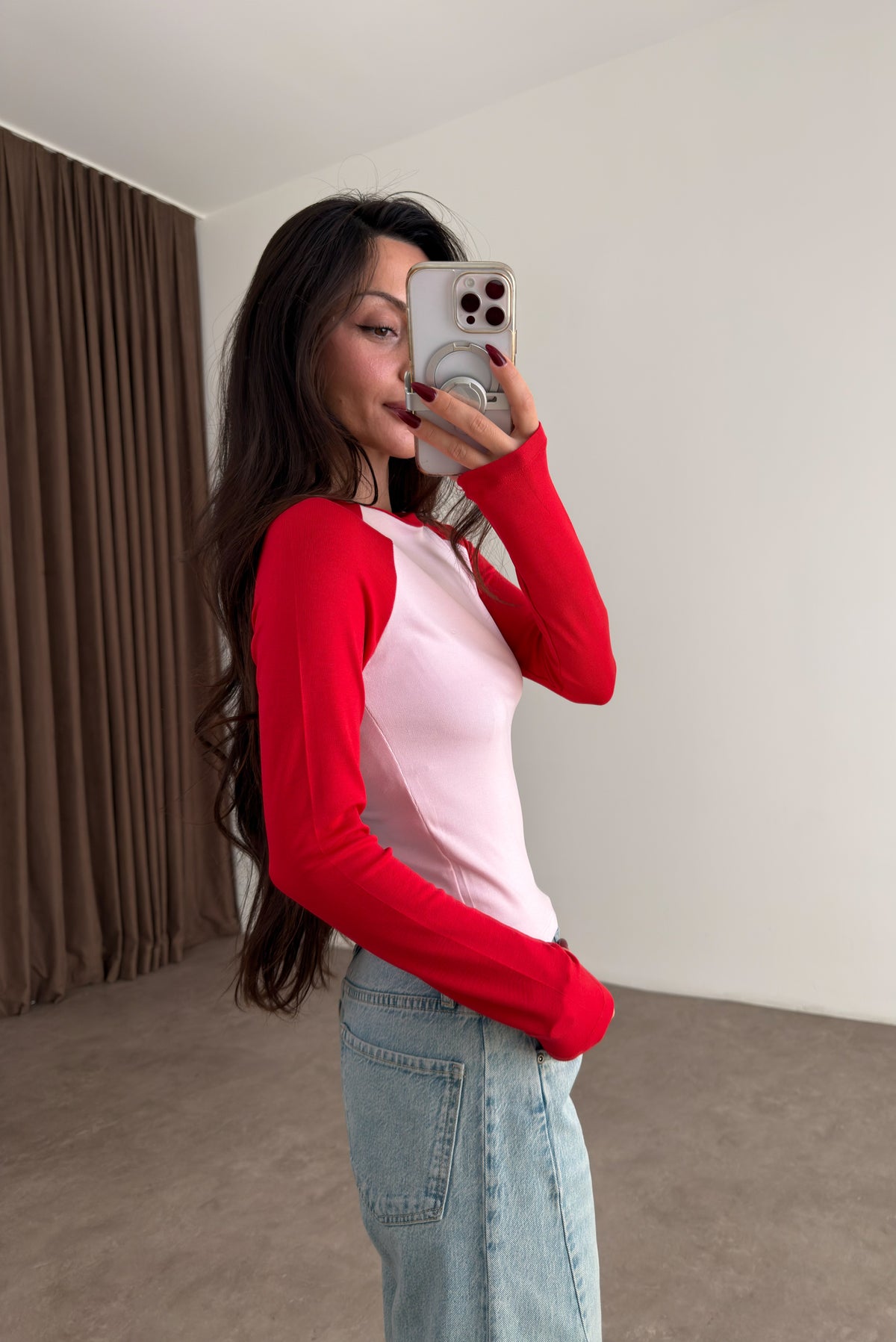 Raglan Kollu Kırmızı Pembe Body