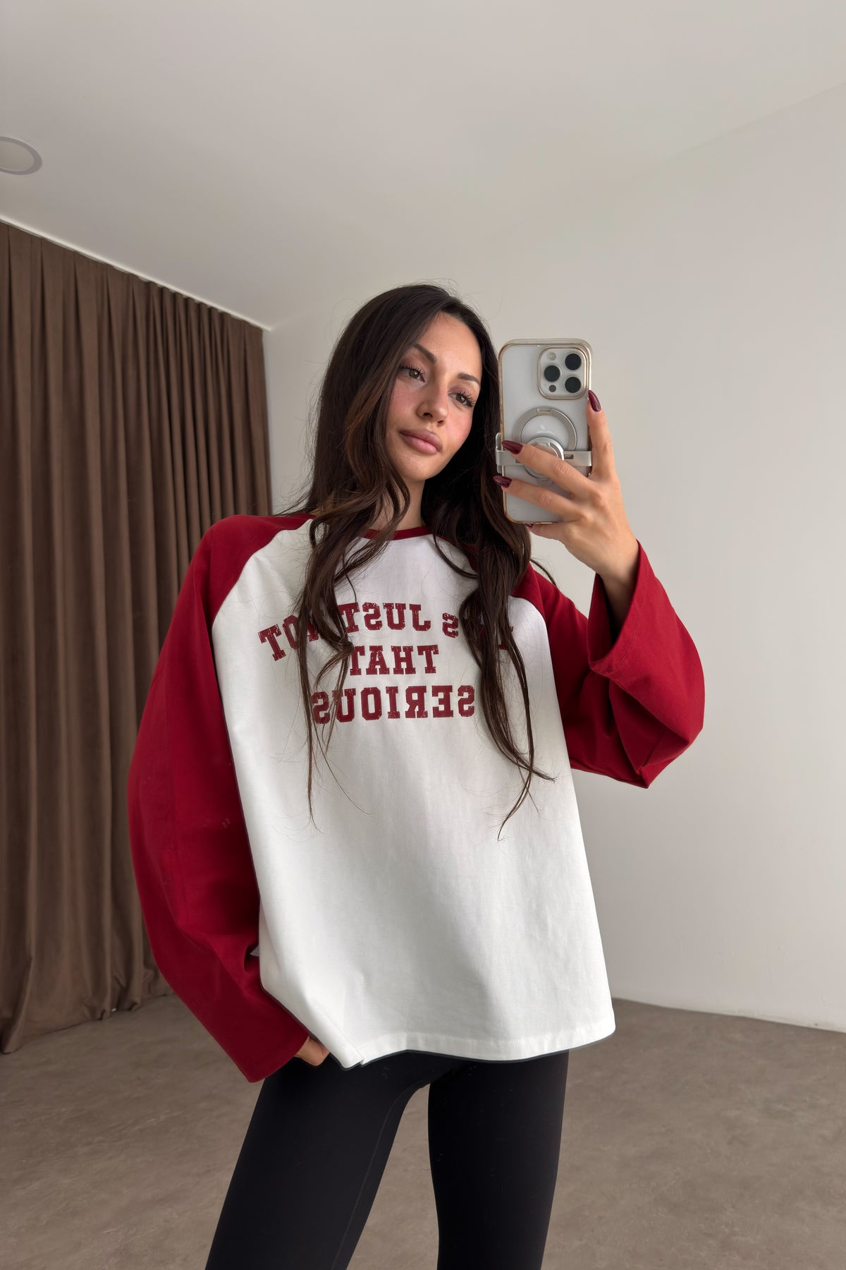 Strteen Kırmızı Beyaz Beyzbol Sweatshirt