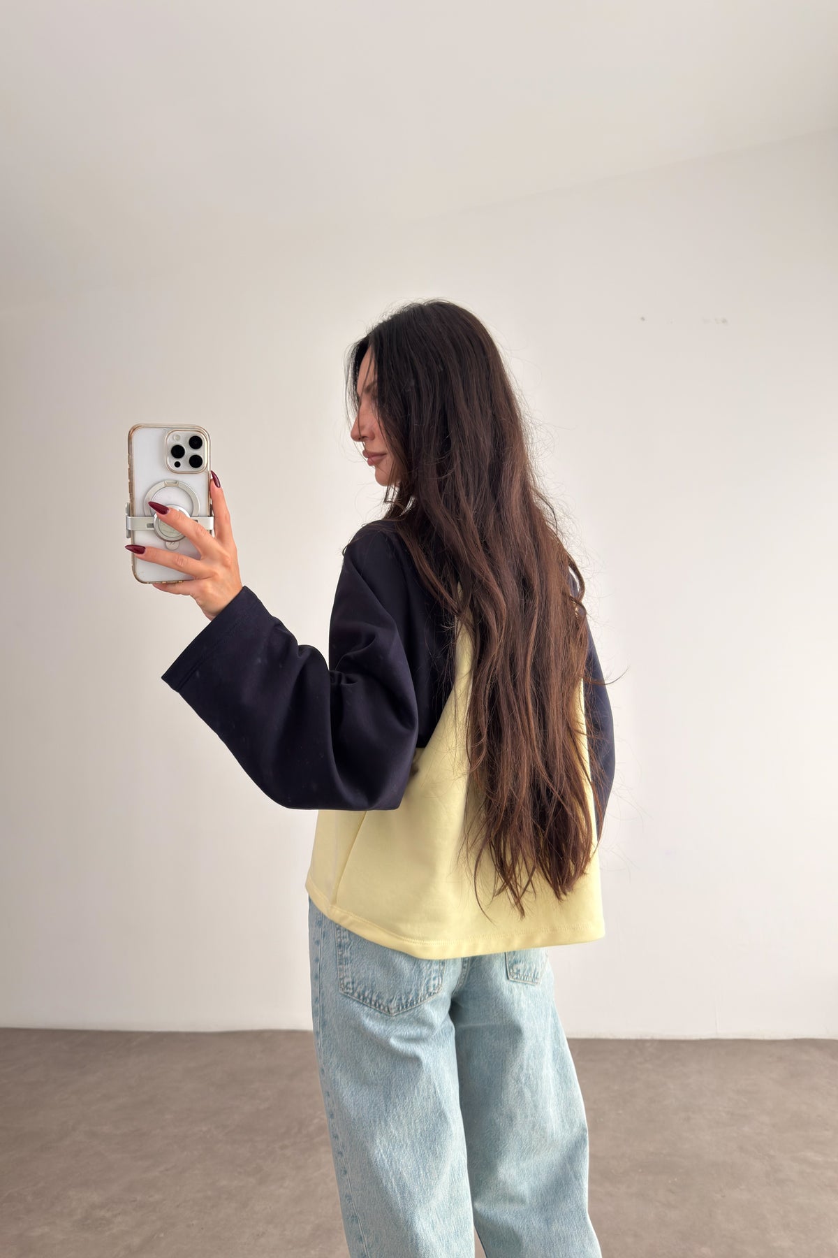 Lacivert Sarı Beyzbol Sweatshirt
