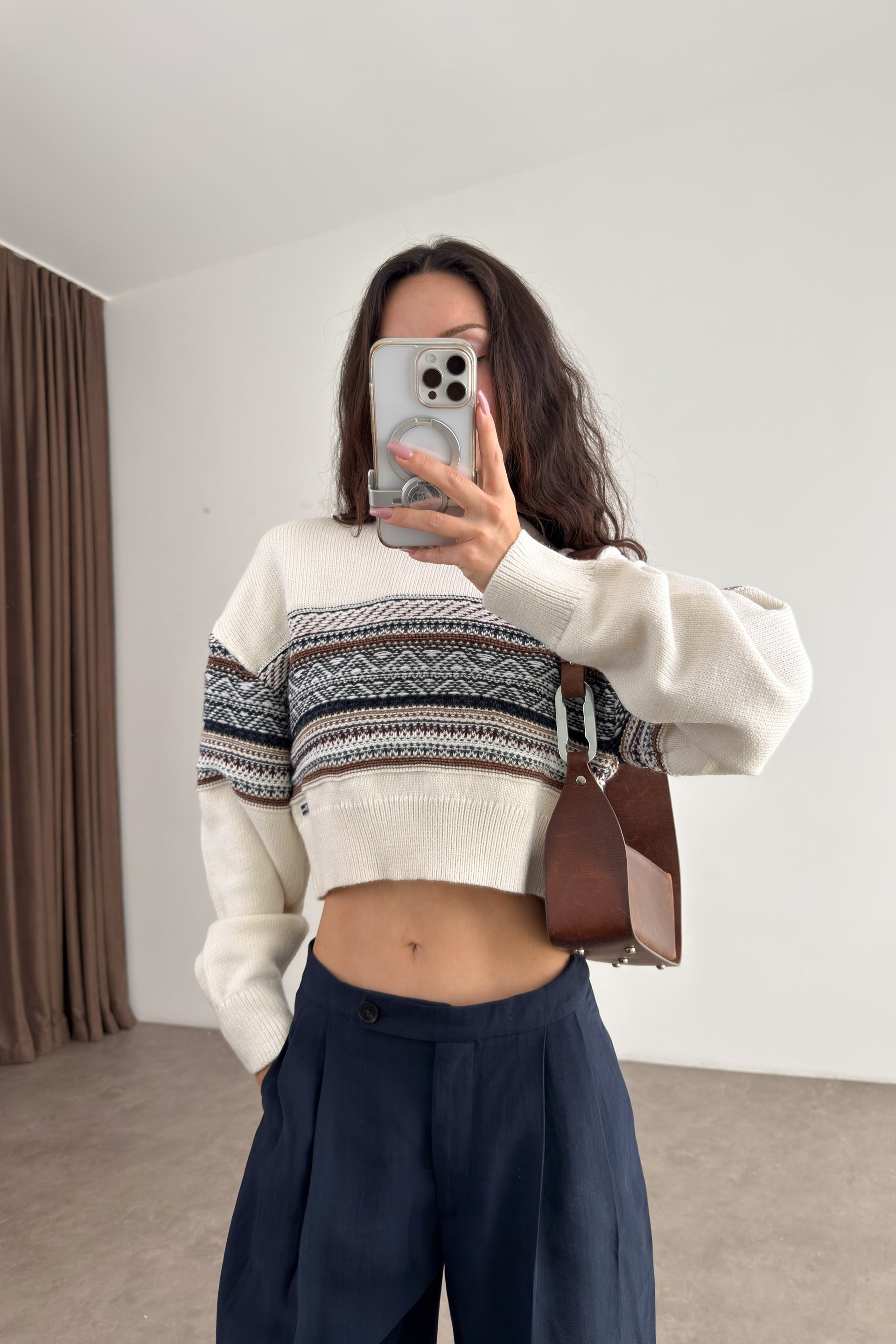 SuperDry Orj Desenli Crop Kazak