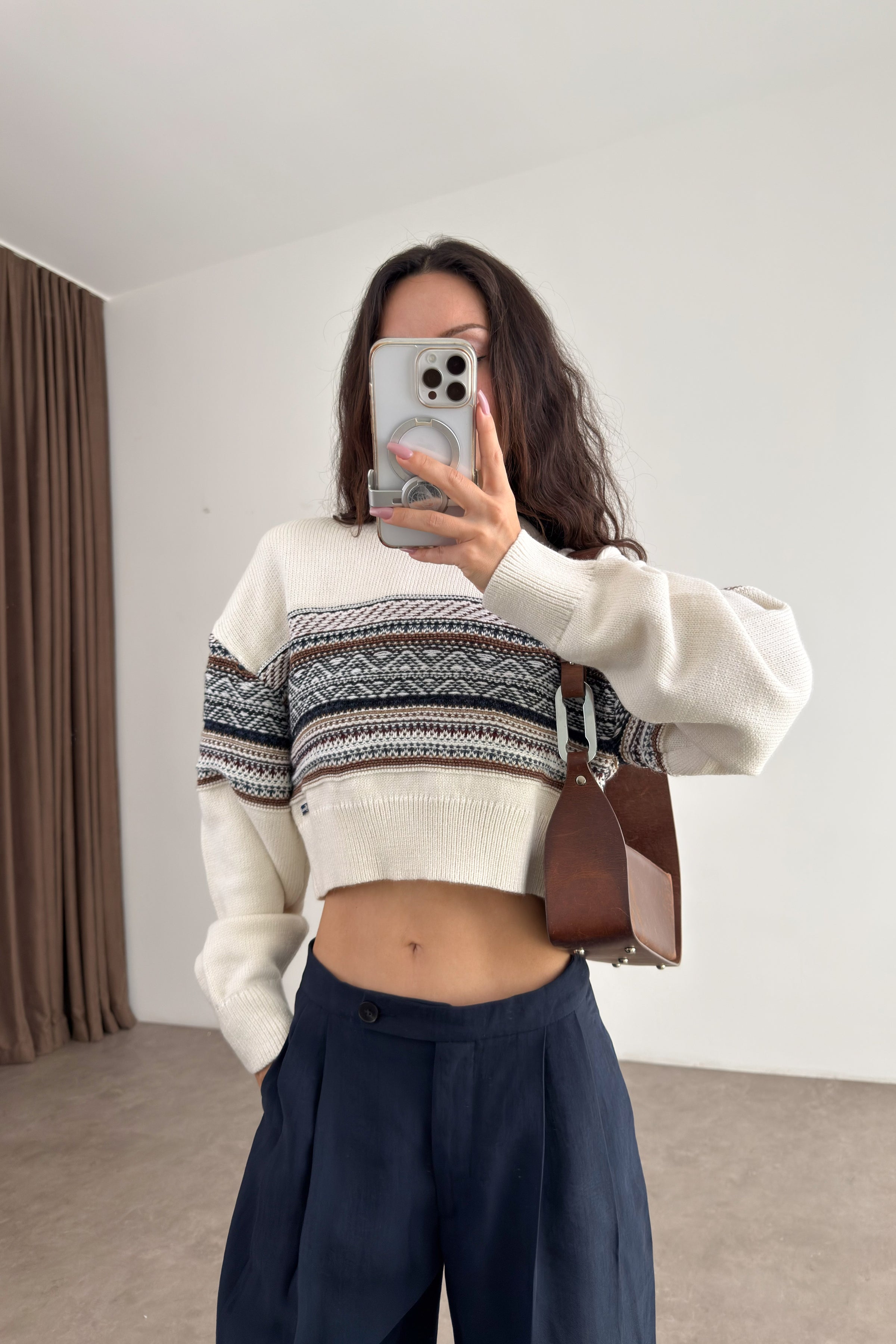 SuperDry Orj Desenli Crop Kazak