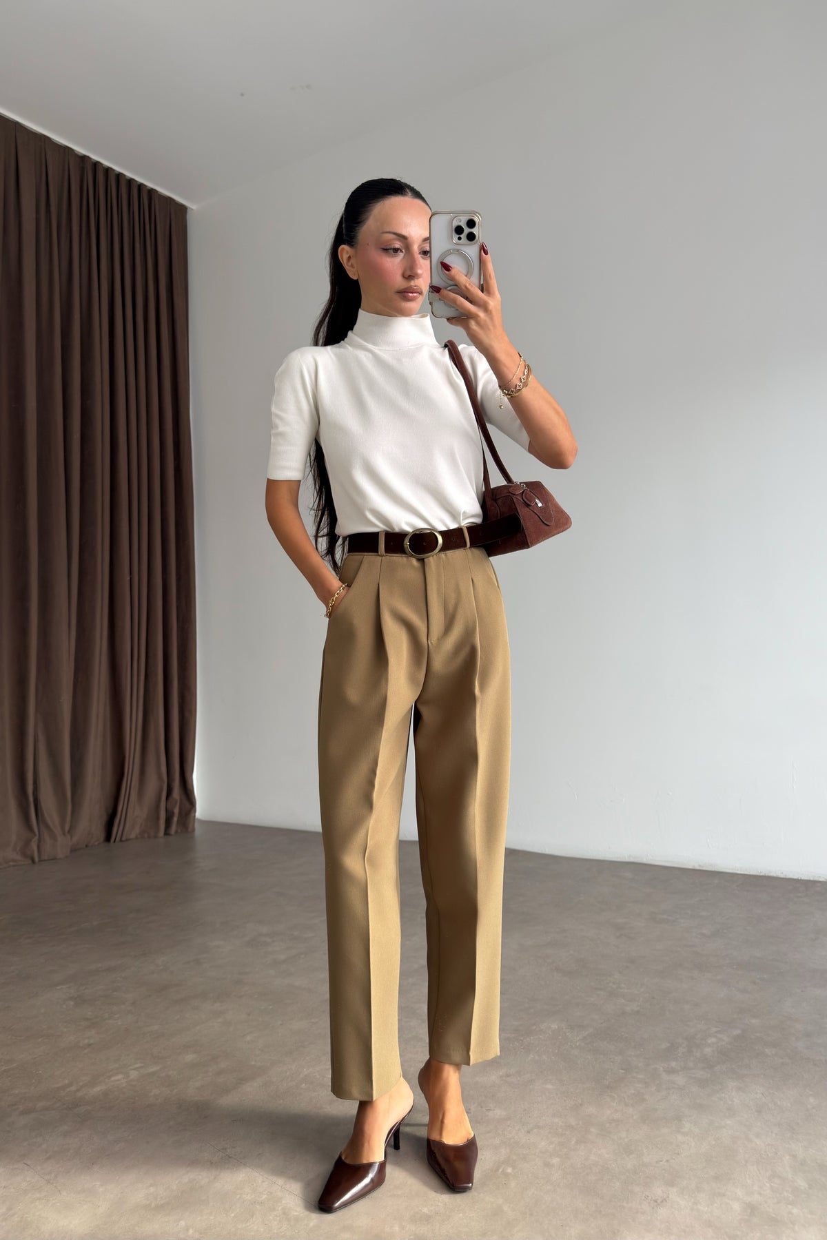 Premium Kemerli Olive Havuç Pantolon