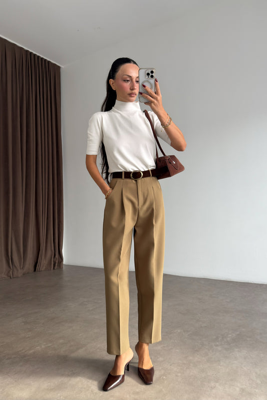 Premium Kemerli Olive Havuç Pantolon
