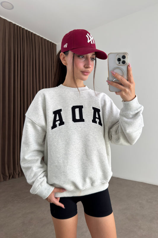 Orijinal Marka Ada Gri Melanj Bisiklet Yaka Sweatshirt