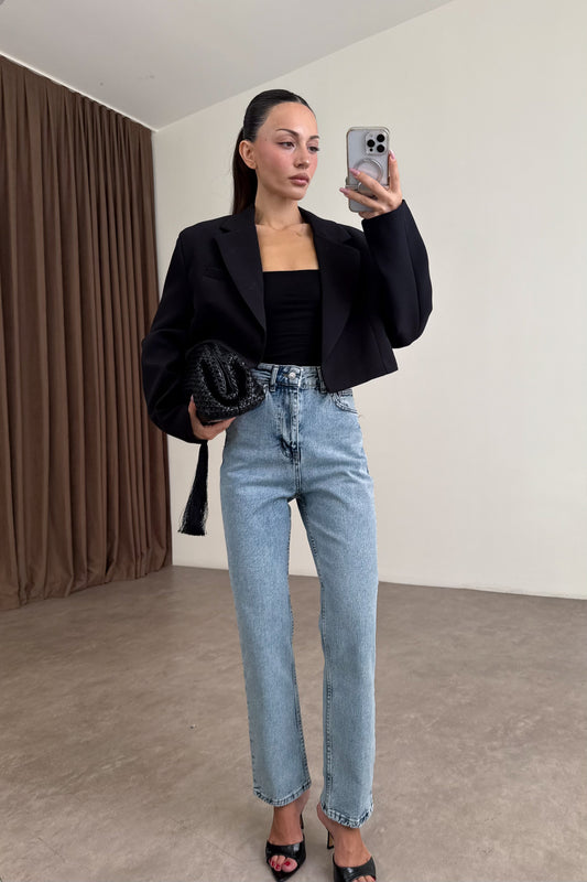 Zra Orj. Dream Blue Yüksek Belli Mom Fit Jean