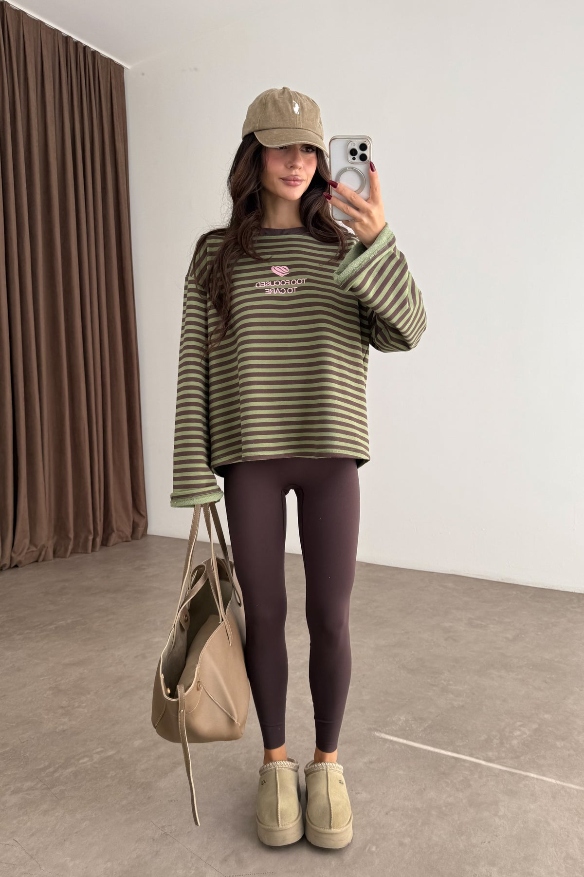 To Care Yeşil Kahve Çizgili Sweatshirt