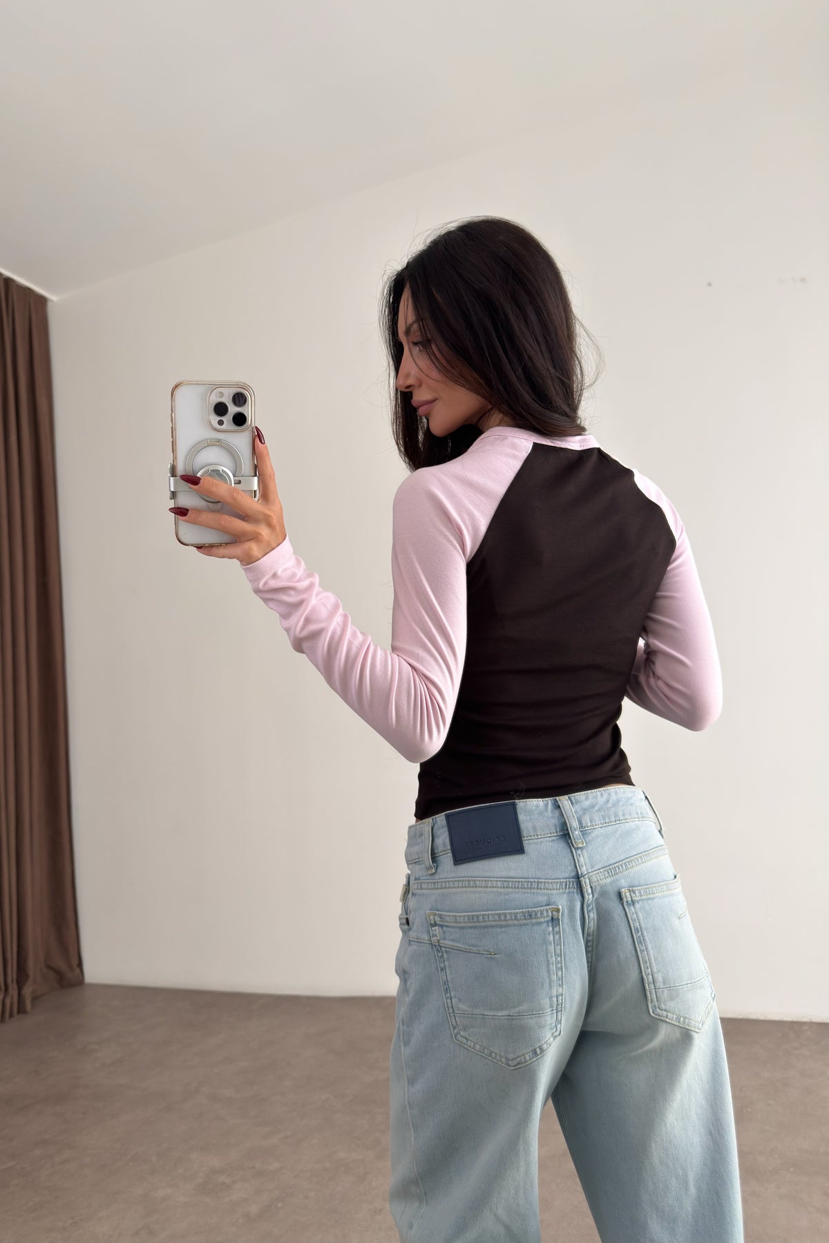 Raglan Kollu Kahve Pembe Body