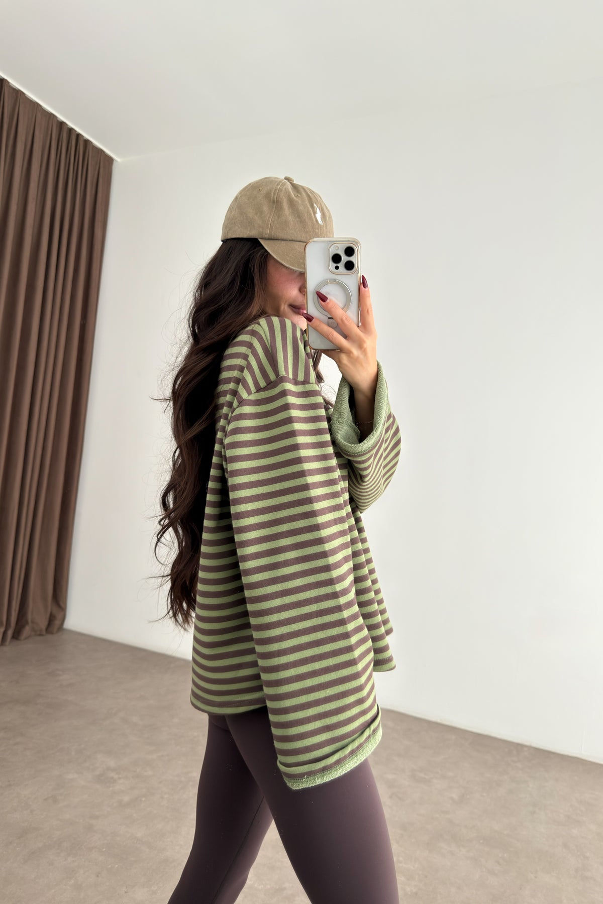 To Care Yeşil Kahve Çizgili Sweatshirt