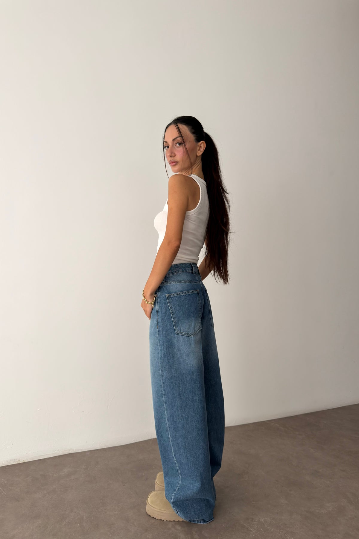 760 Mid Blue Yüksek Belli Baggy Jean