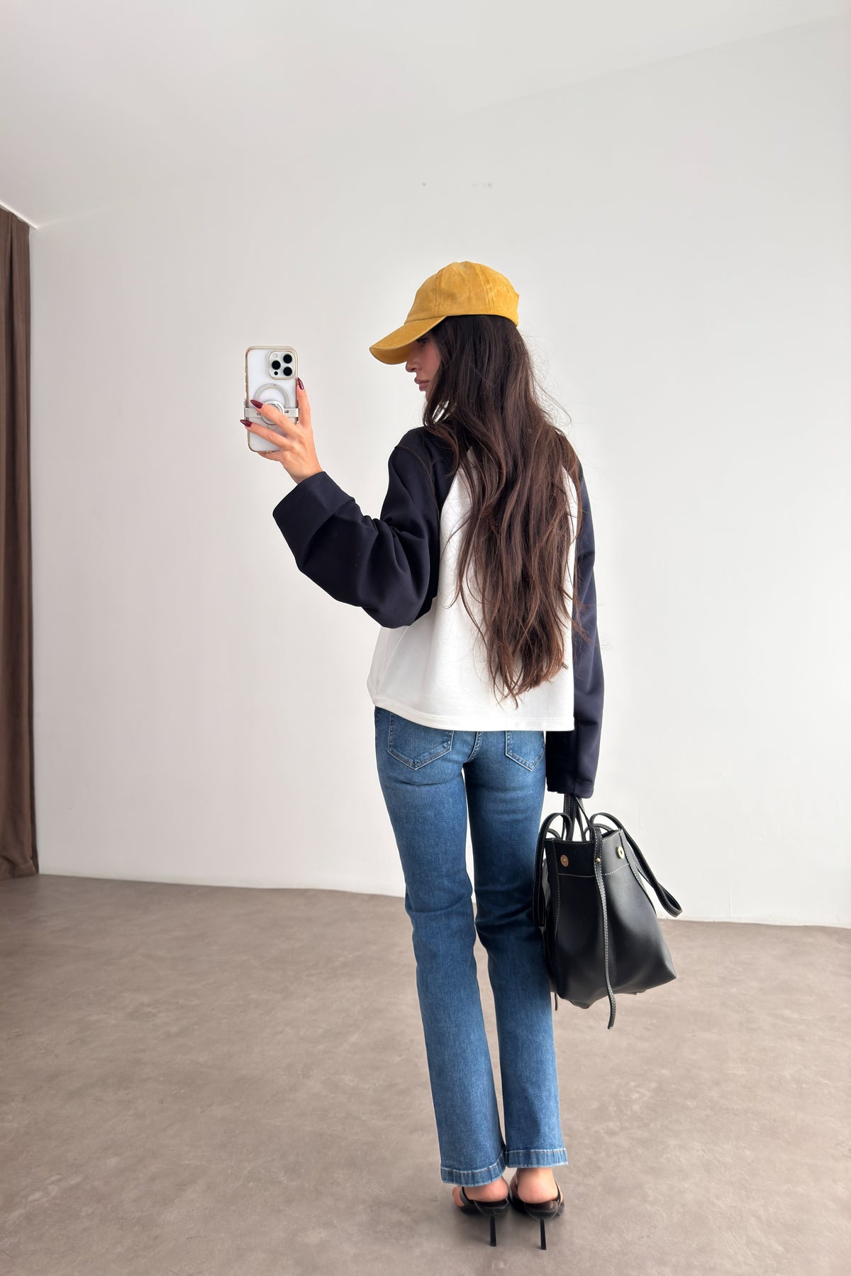 Lacivert Beyaz Beyzbol Sweatshirt