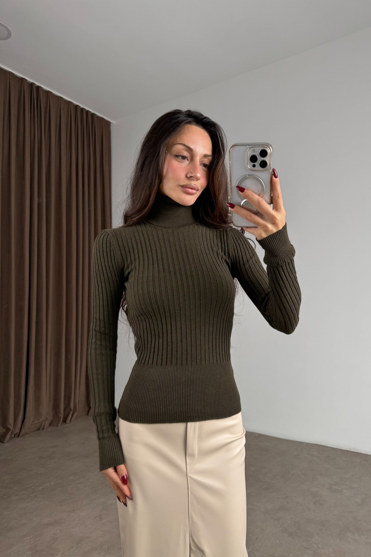 Balıkçı Yaka Poliamid Basic Haki Body