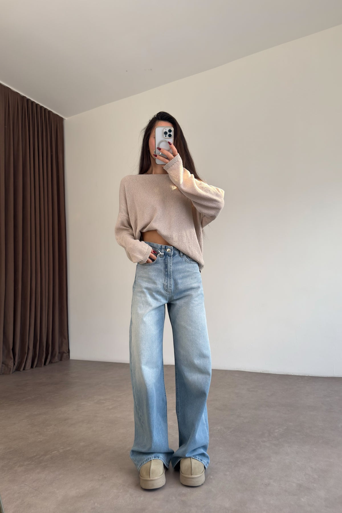 Cs Ice Blue Yüksek Belli Baggy Jean