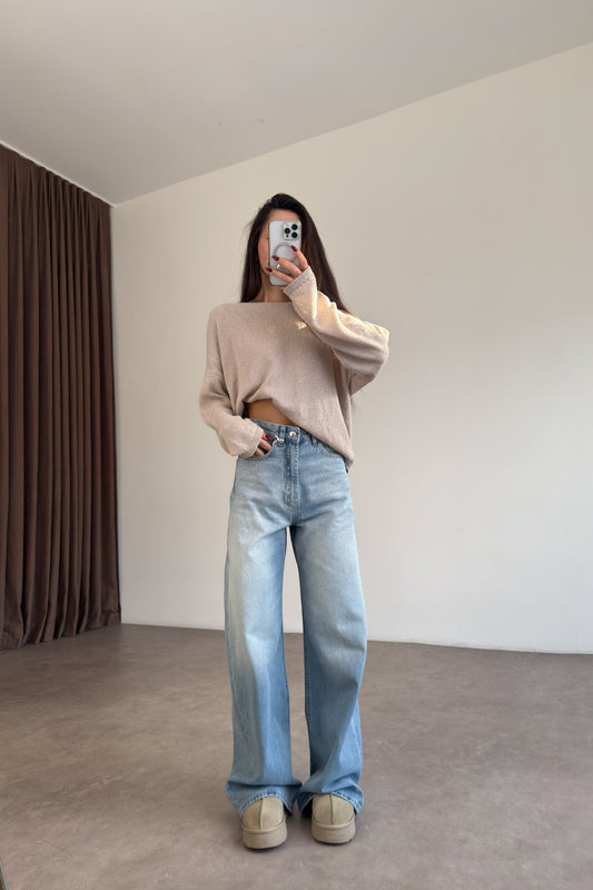 Cs Ice Blue Yüksek Belli Baggy Jean