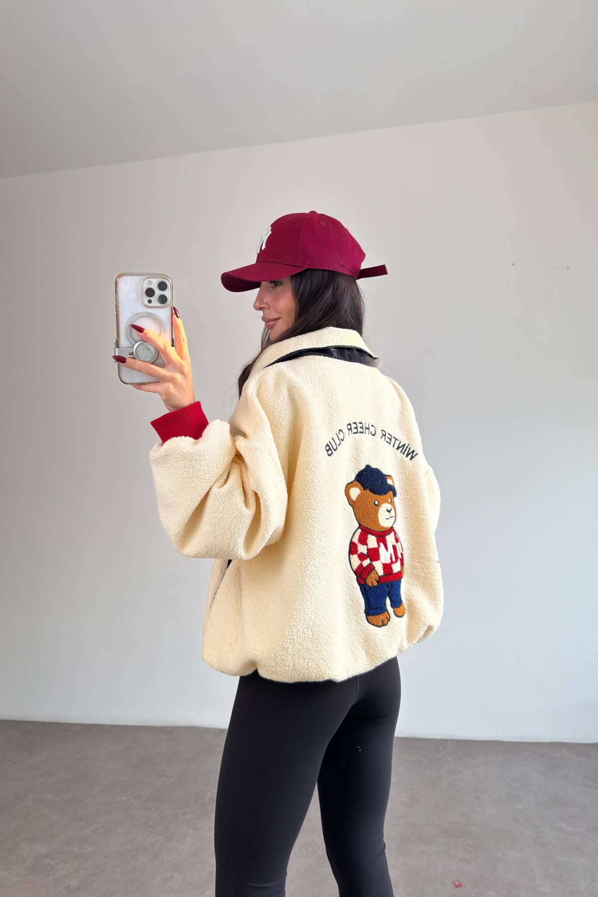 Teddy Bear Motifli Kanguru Ceket