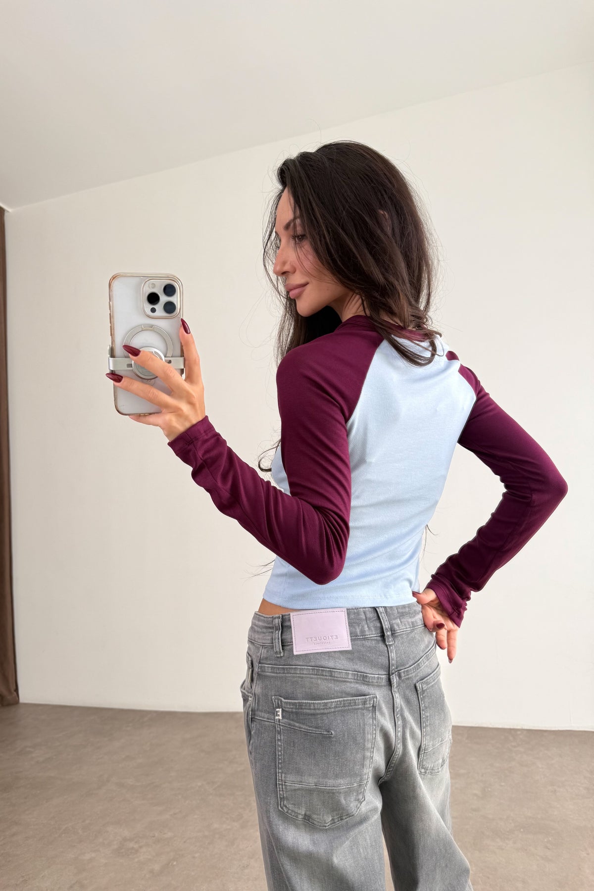 Raglan Kollu Mürdüm Mavi Body