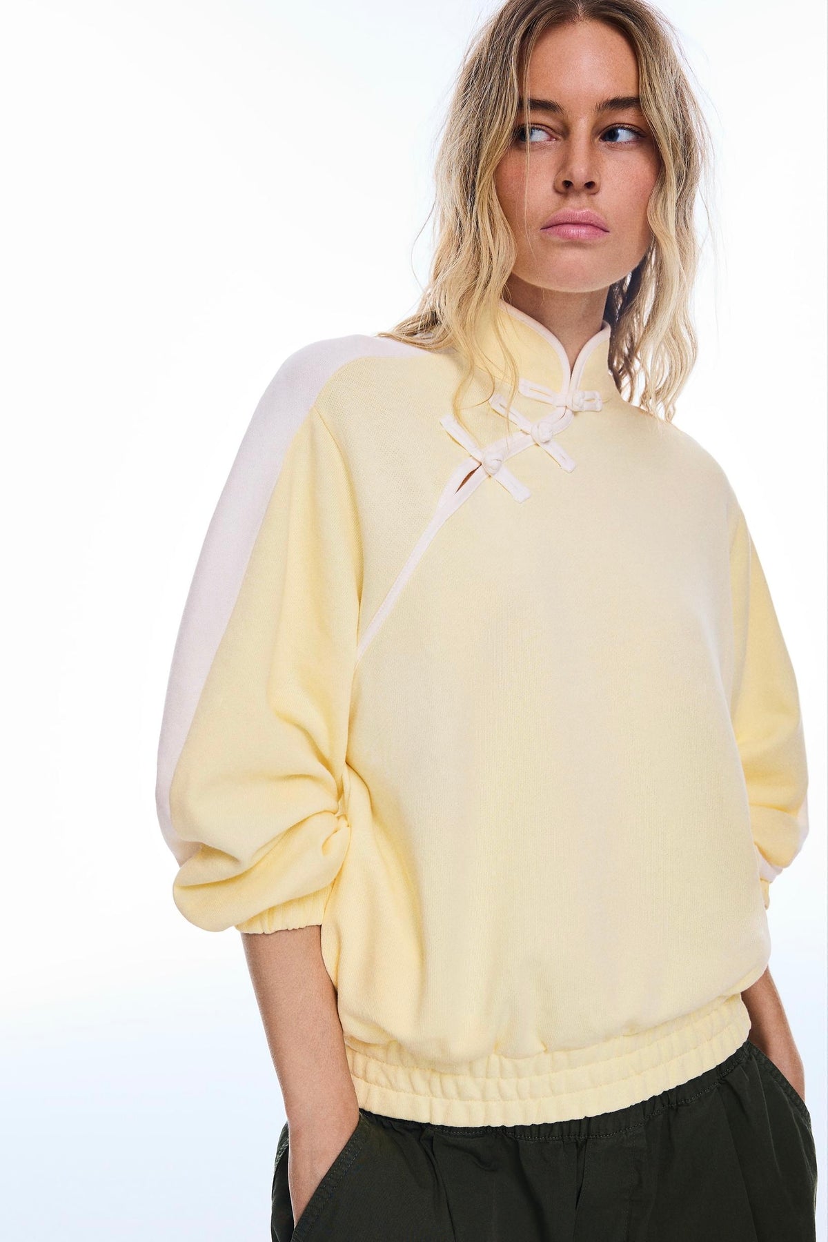 Brshk Asimetrik Frog Kapama Sarı  Sweatshirt