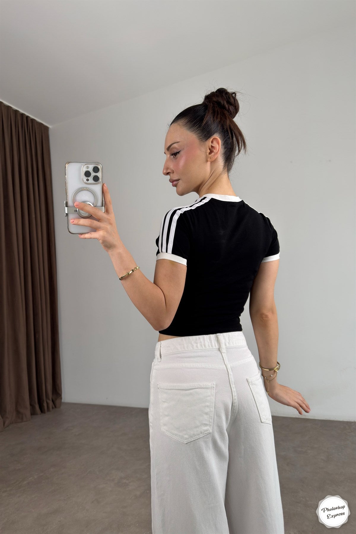 Adds Orijnal Crop Small Logo Siyah Tişört