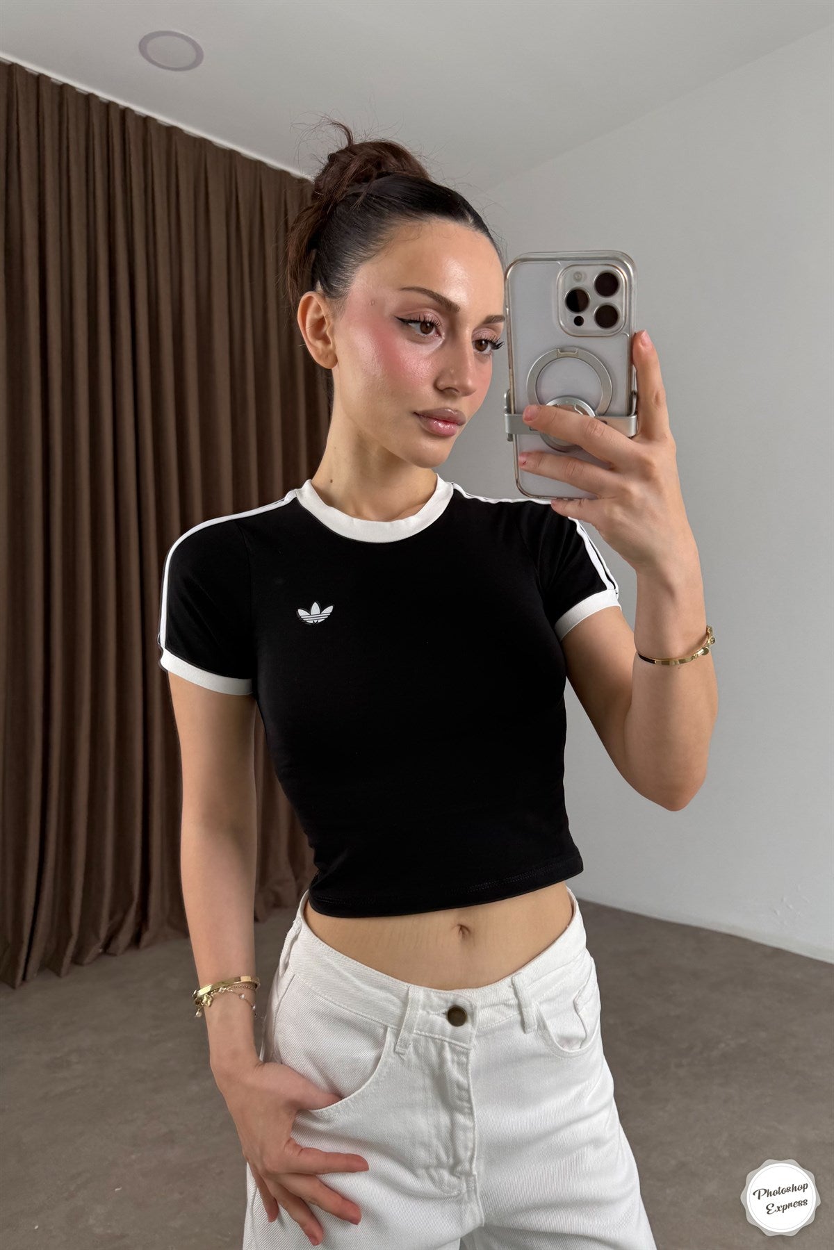 Adds Orijnal Crop Small Logo Siyah Tişört