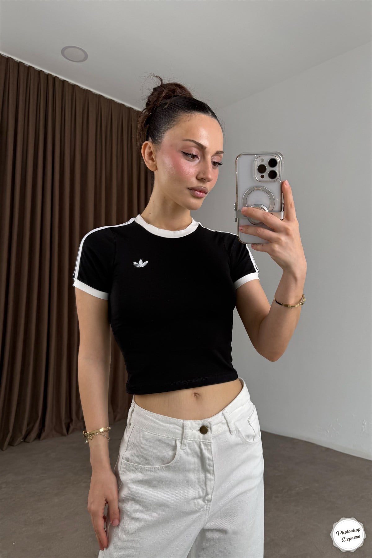 Adds Orijnal Crop Small Logo Siyah Tişört