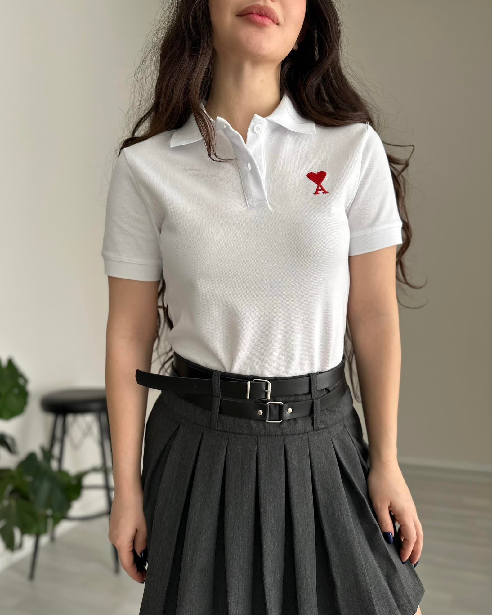 AKalp Logolu Polo Yaka Beyaz Tişört