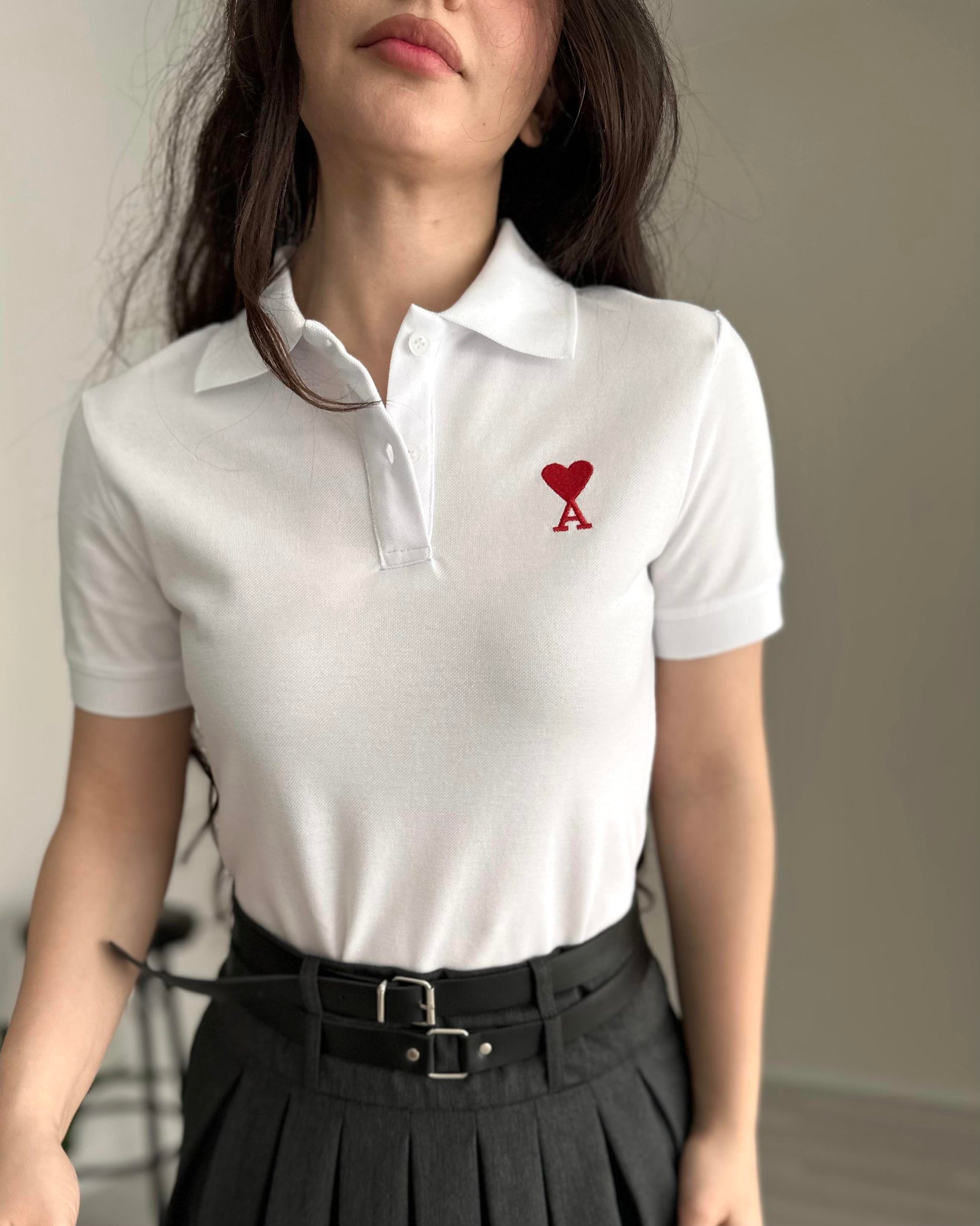 AKalp Logolu Polo Yaka Beyaz Tişört
