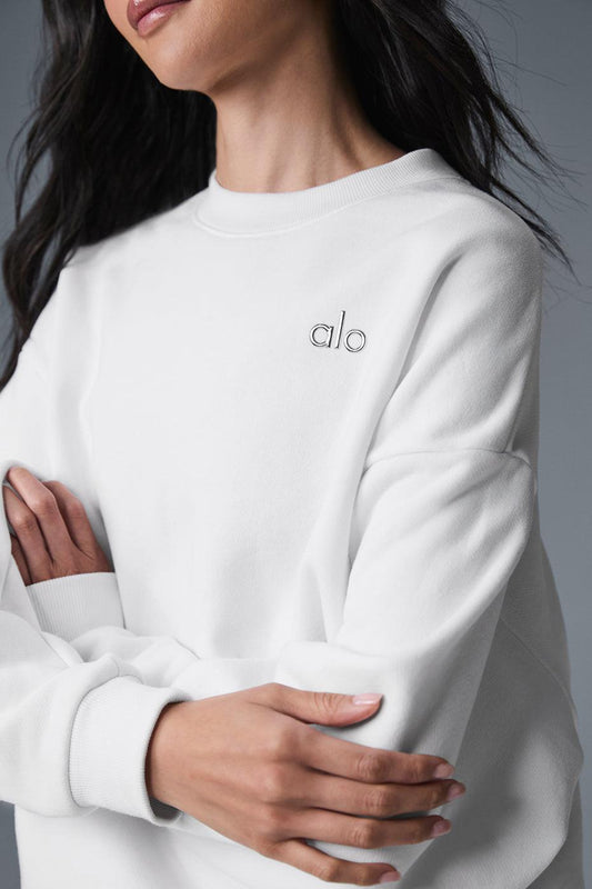 AO Logolu Beyaz Oversize Sweat
