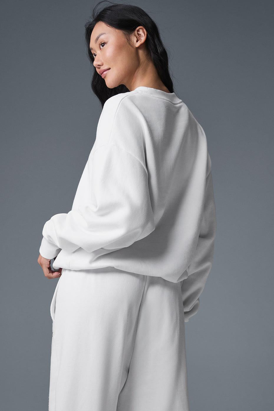 AO Logolu Beyaz Oversize Sweat