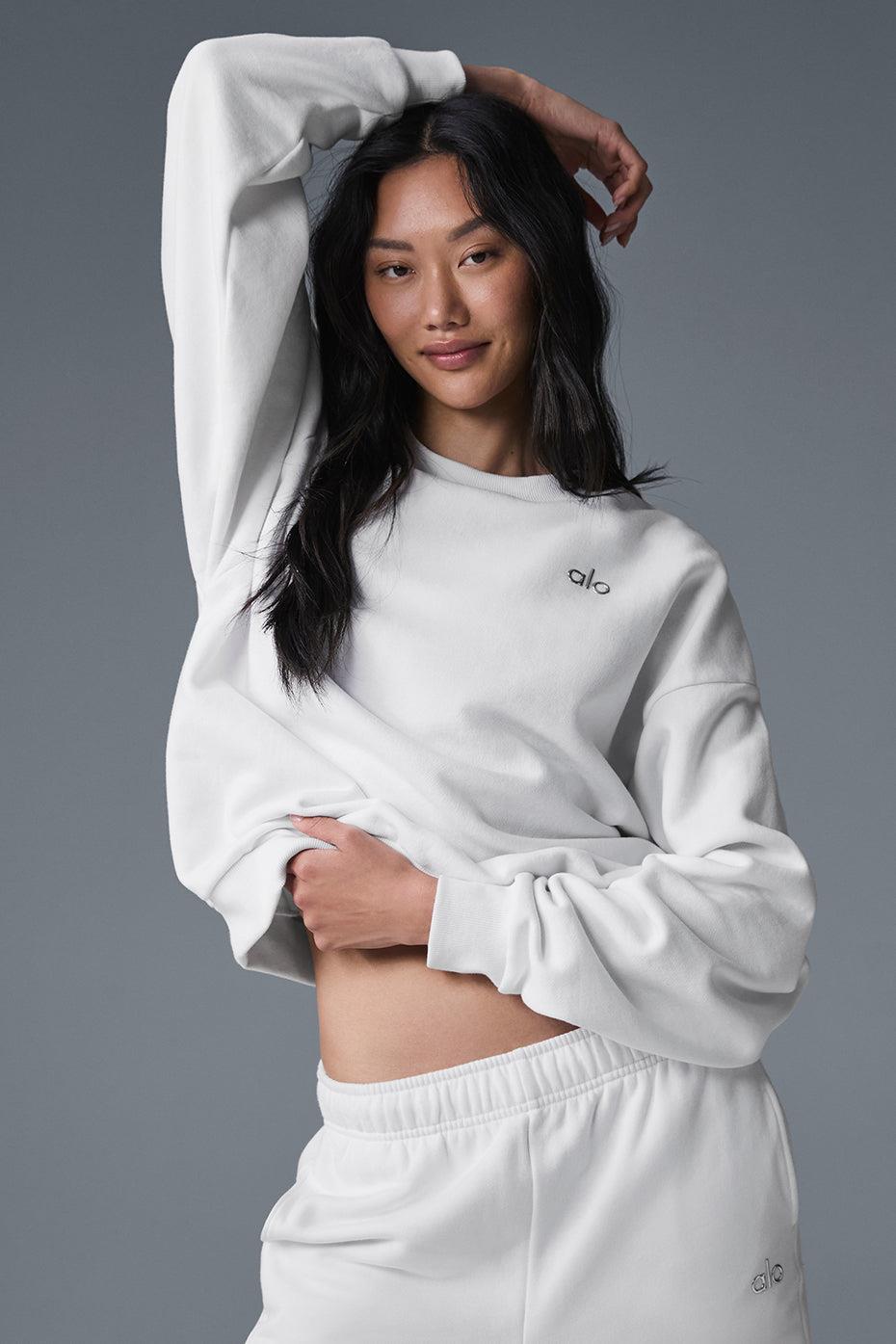 AO Logolu Beyaz Oversize Sweat