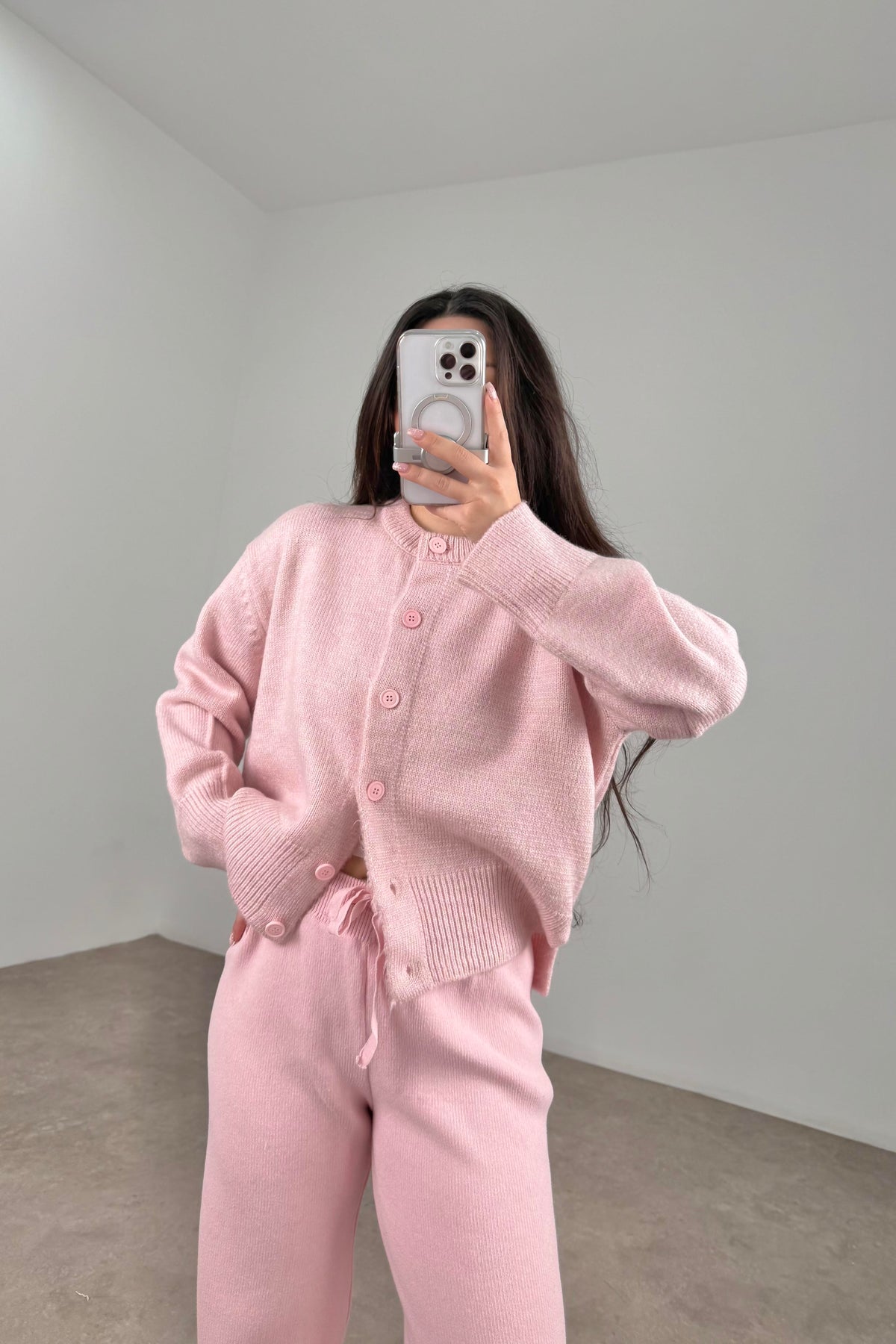 Ass Orijinal Düğmeli Premium Kalite Pembe Hırka