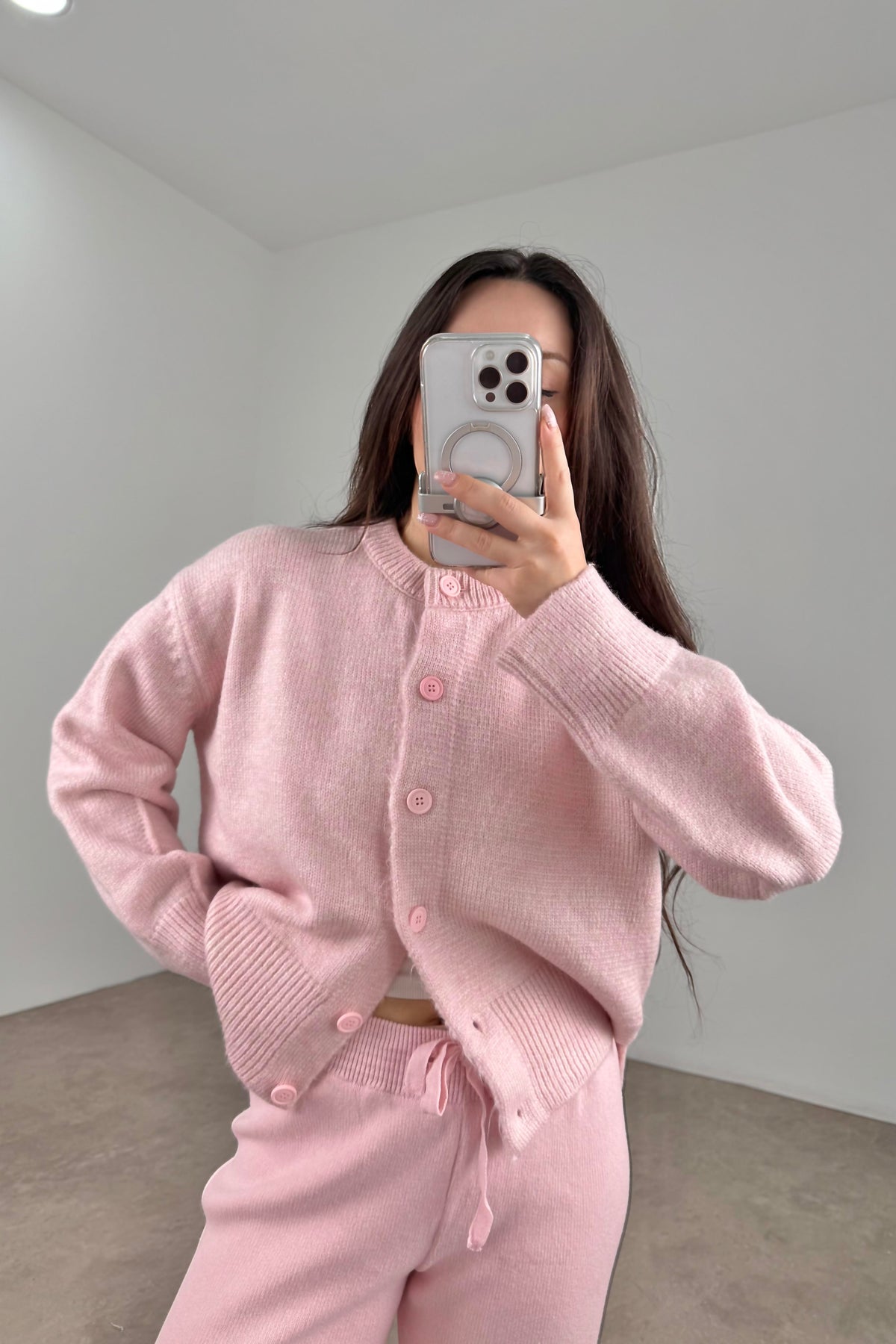 Ass Orijinal Düğmeli Premium Kalite Pembe Hırka