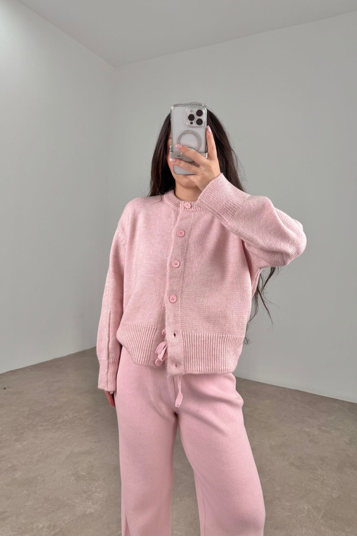 Ass Orijinal Düğmeli Premium Kalite Pembe Hırka