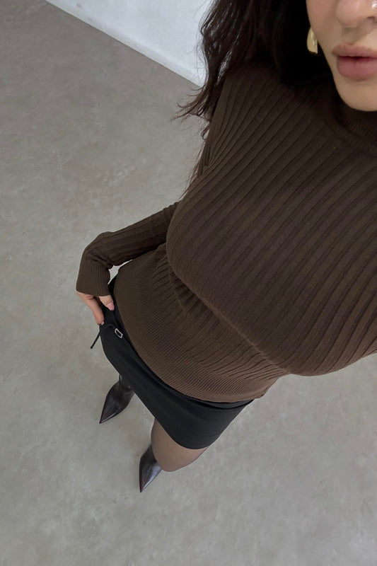 Balıkçı Yaka Poliamid Basic Acı Kahve Body