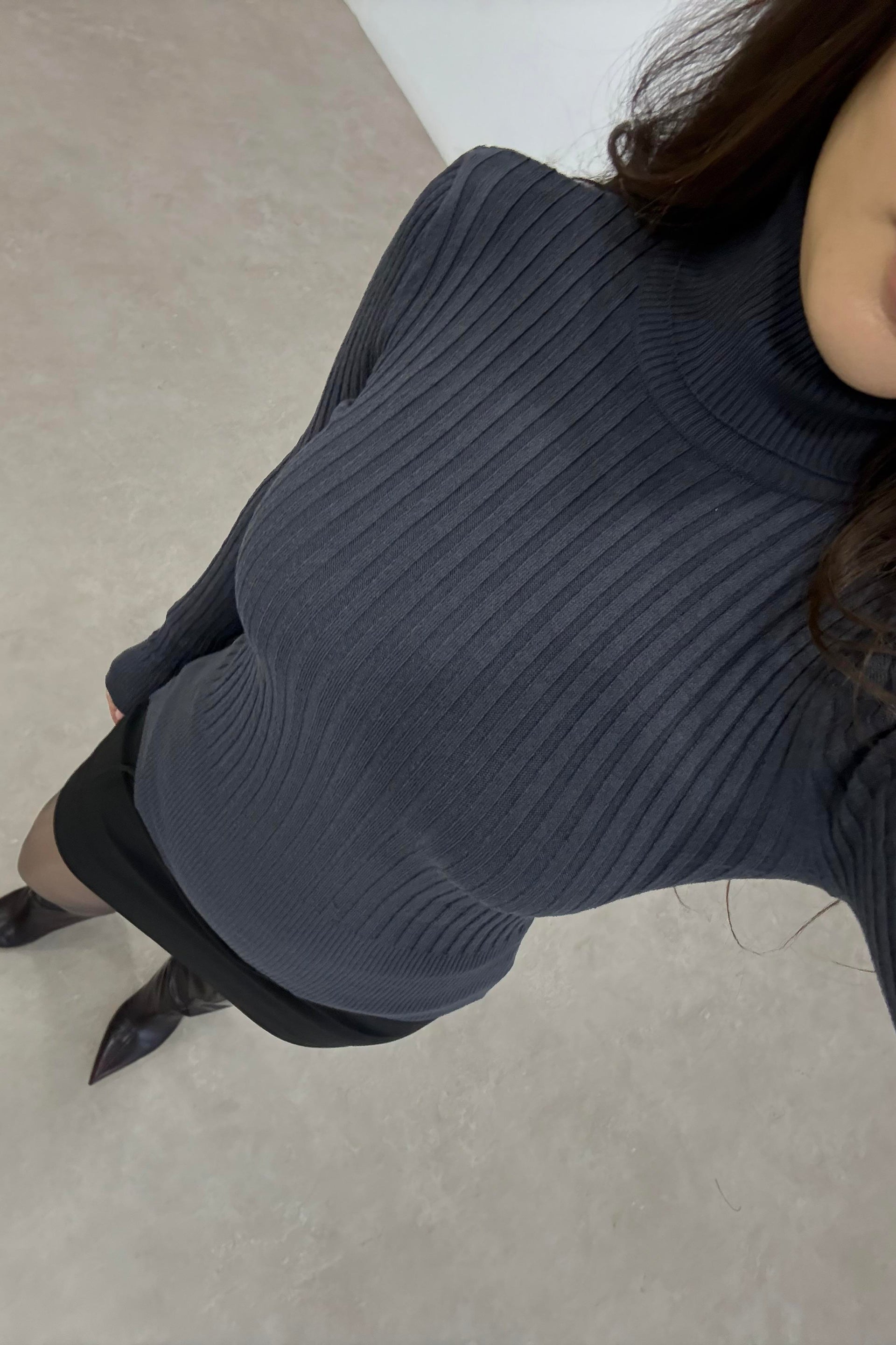 Balıkçı Yaka Poliamid Basic Füme Body