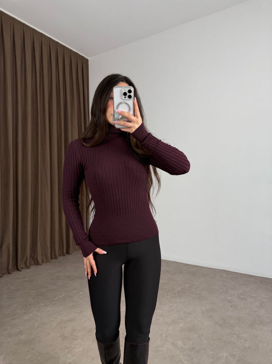Balıkçı Yaka Poliamid Basic Mürdüm Body