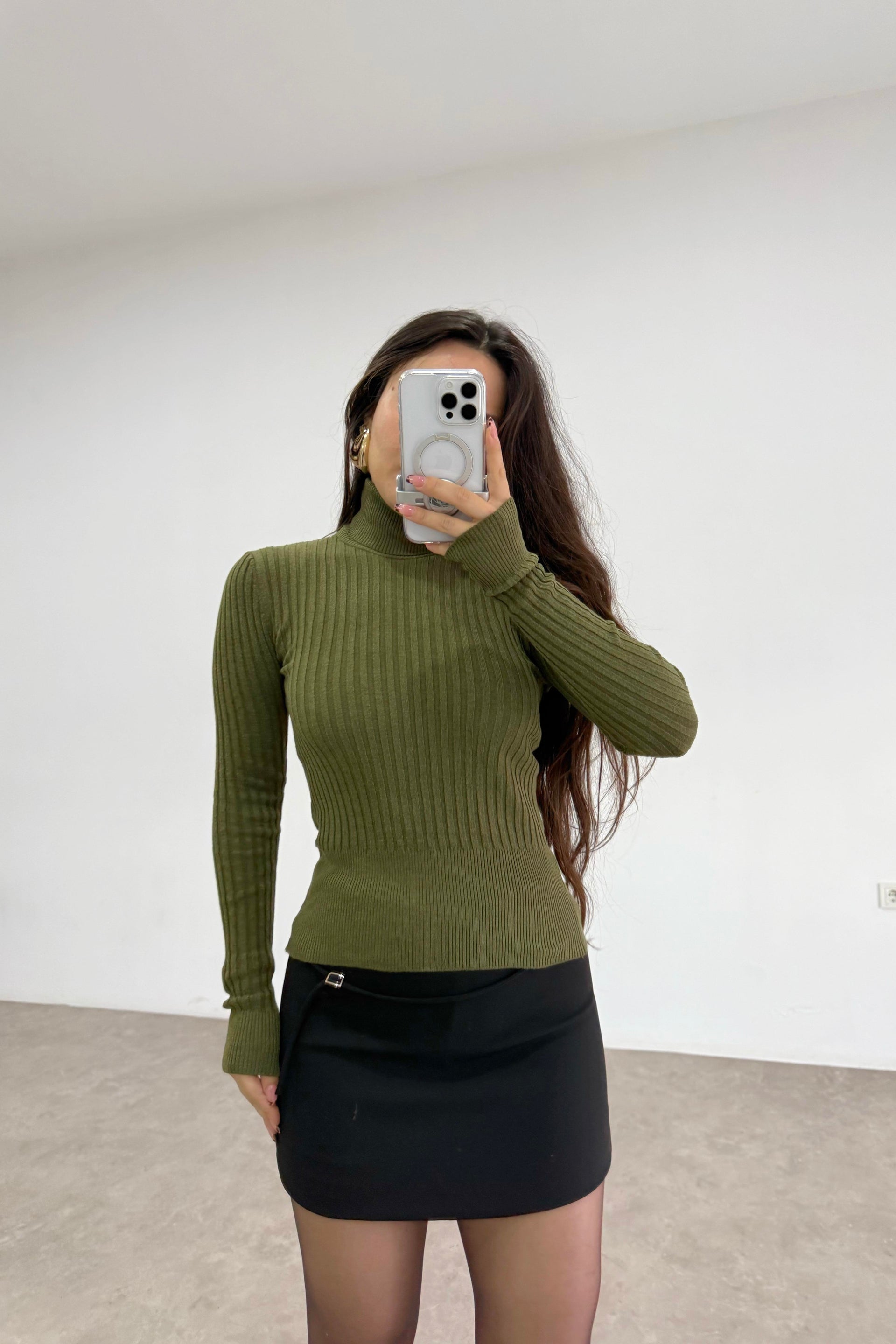 Balıkçı Yaka Poliamid Basic Yeşil Body