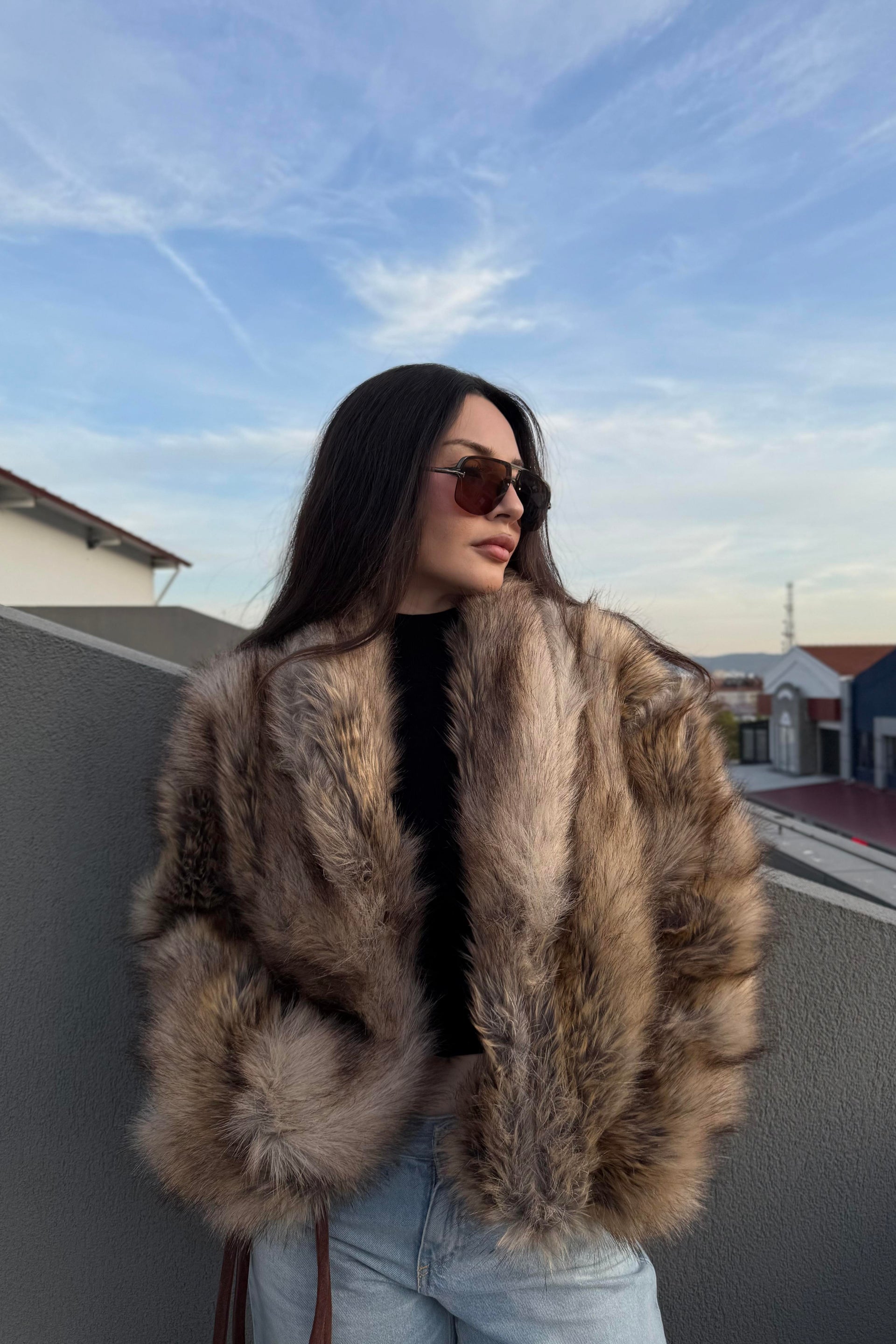 Brown Bear Dik Yakalı Premium Kürk