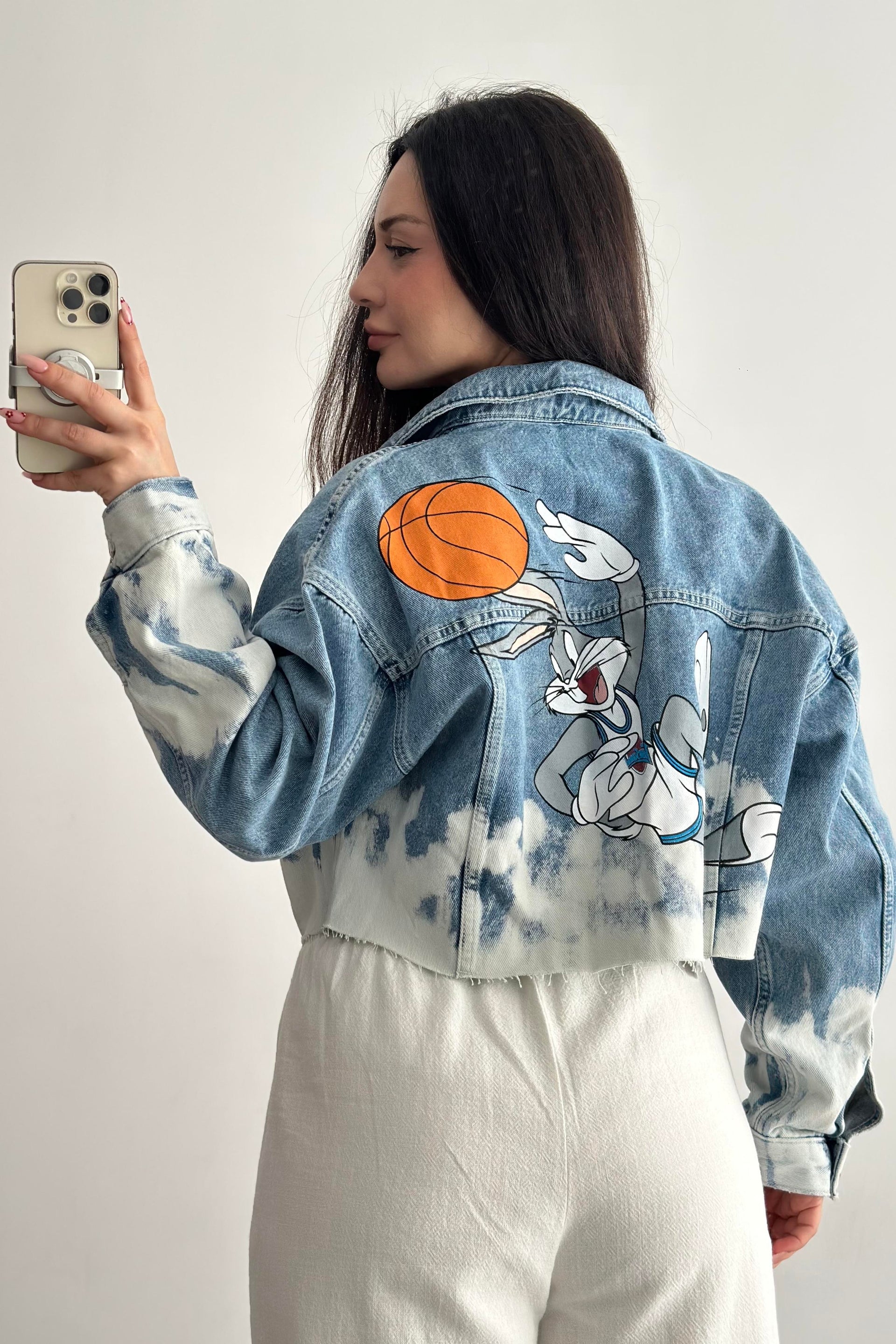 Brshka Orijinal Bunny Baskılı Denim Ceket