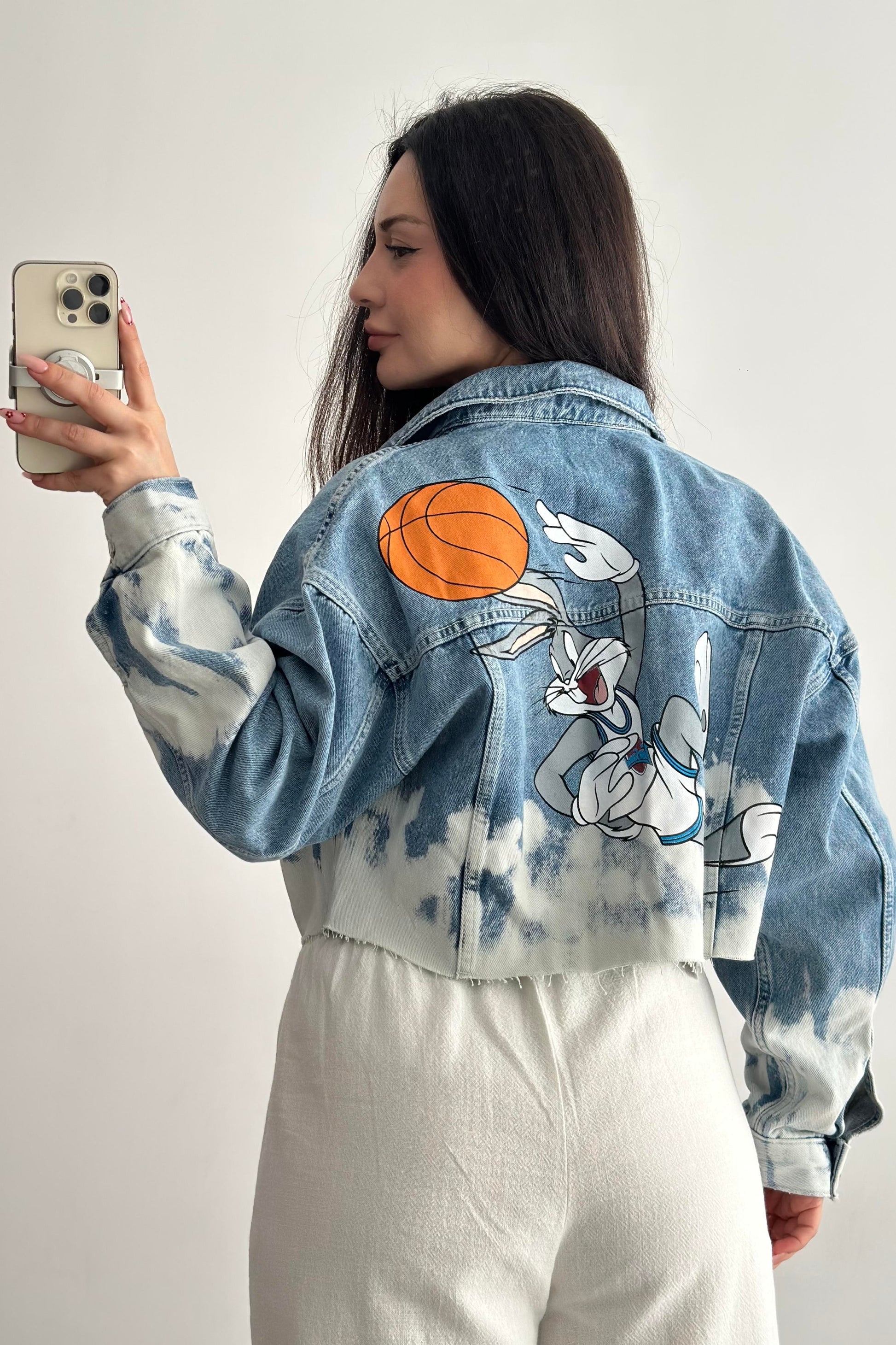 Brshka Orijinal Bunny Baskılı Denim Ceket