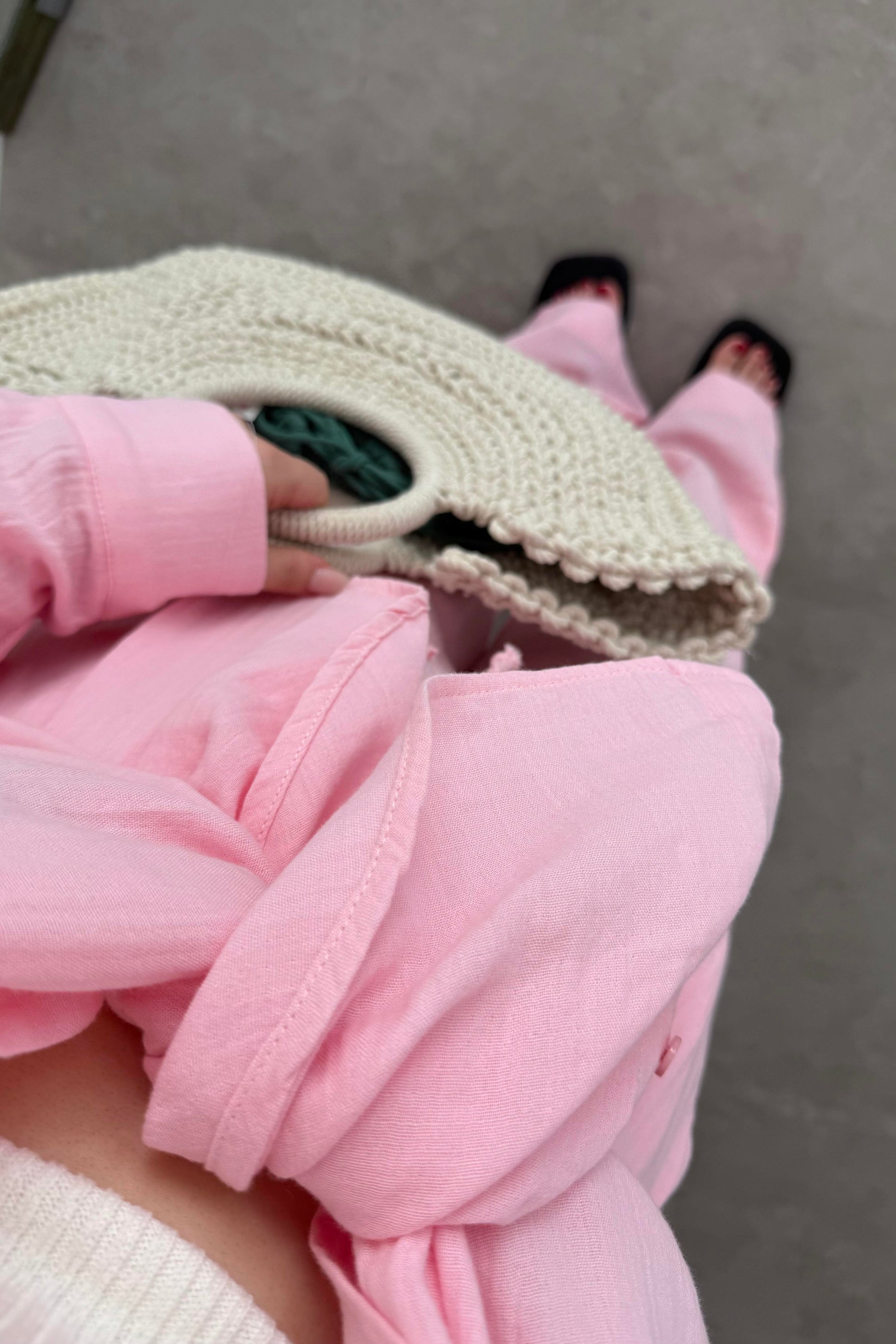 Bymn Clup Müslin Kumaş Gömlek Takım Pink