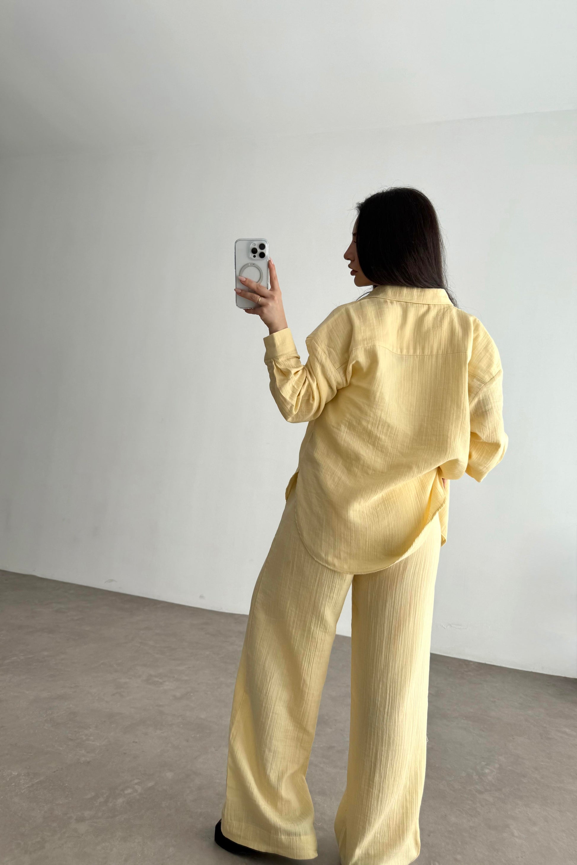 Bymn Clup Müslin Kumaş Gömlek Takım Yellow
