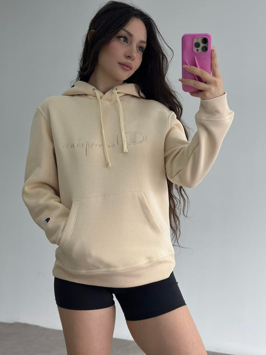 Chmp Kapşonlu Şardonlu Sweatshirt Bej