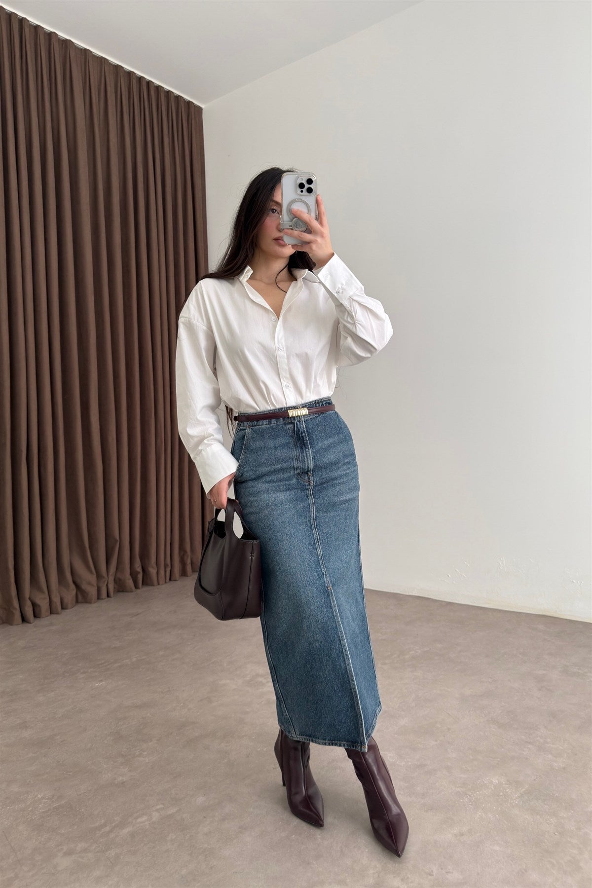 Ck Orj. Denim Midi Etek