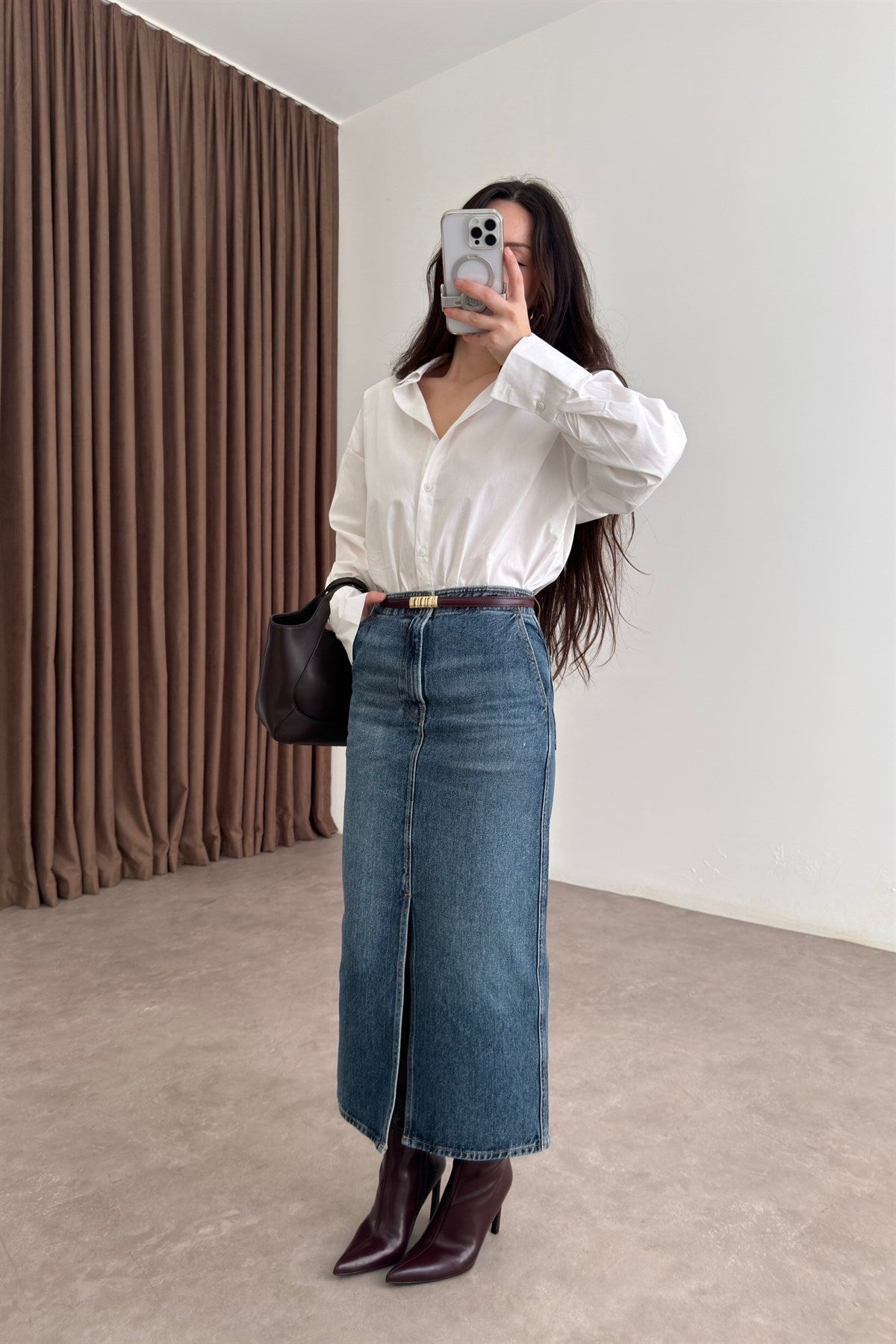 Ck Orj. Denim Midi Etek