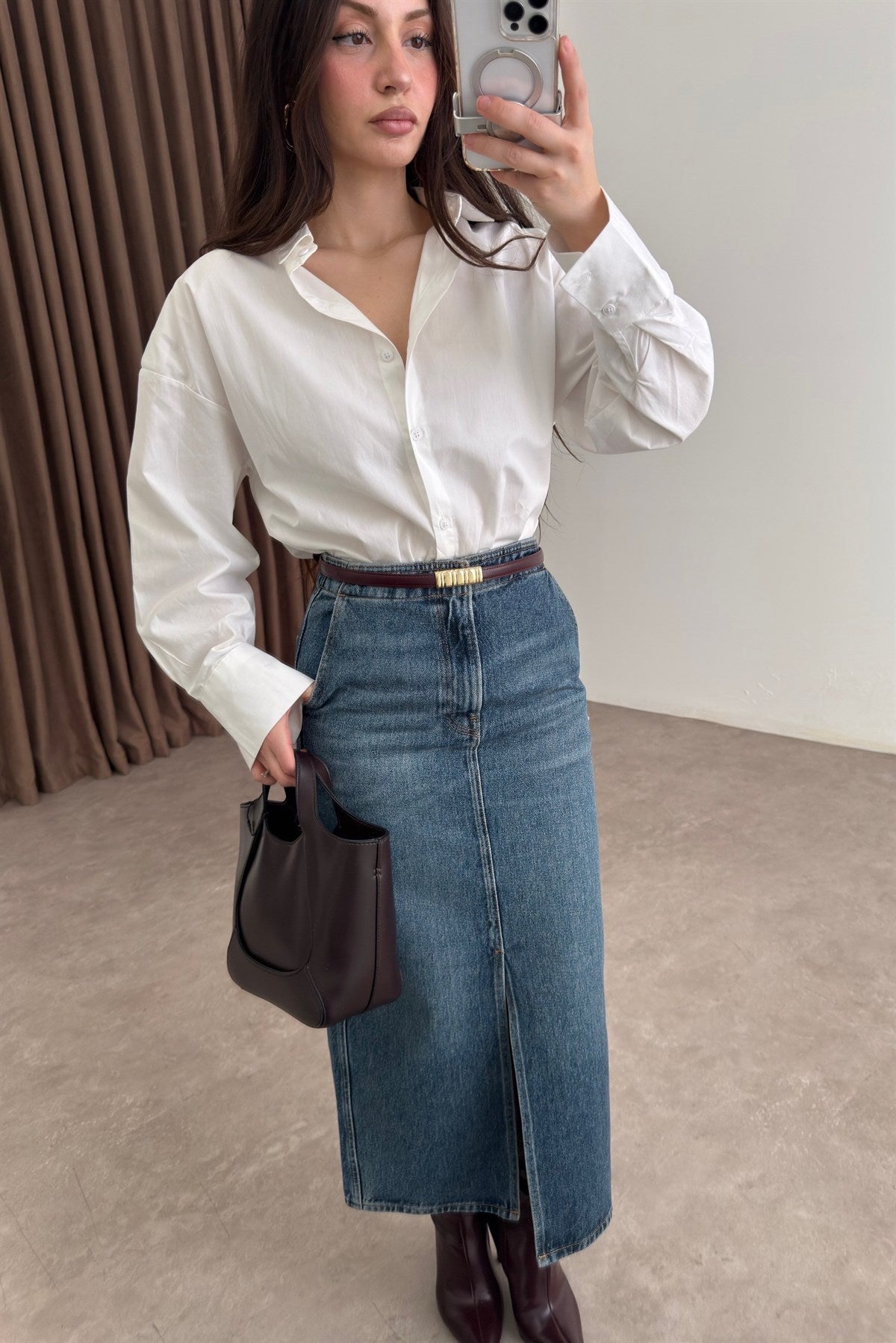 Ck Orj. Denim Midi Etek