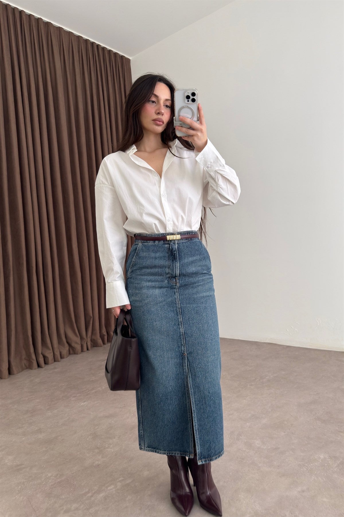 Ck Orj. Denim Midi Etek