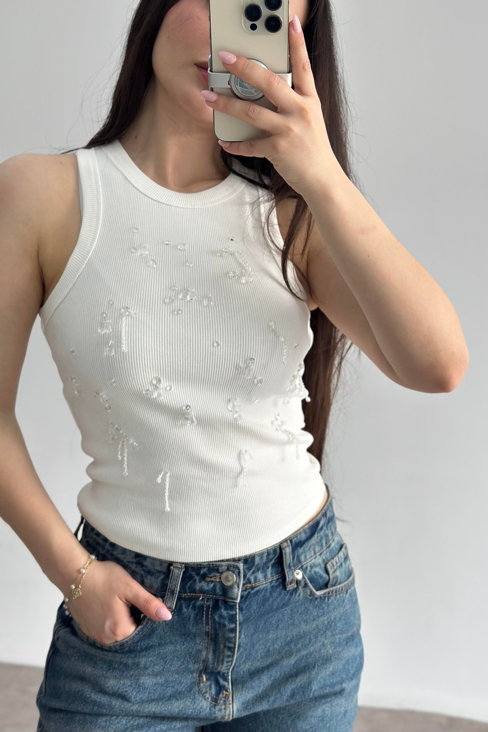 Damla Taş Detaylı Kaşkorse Top