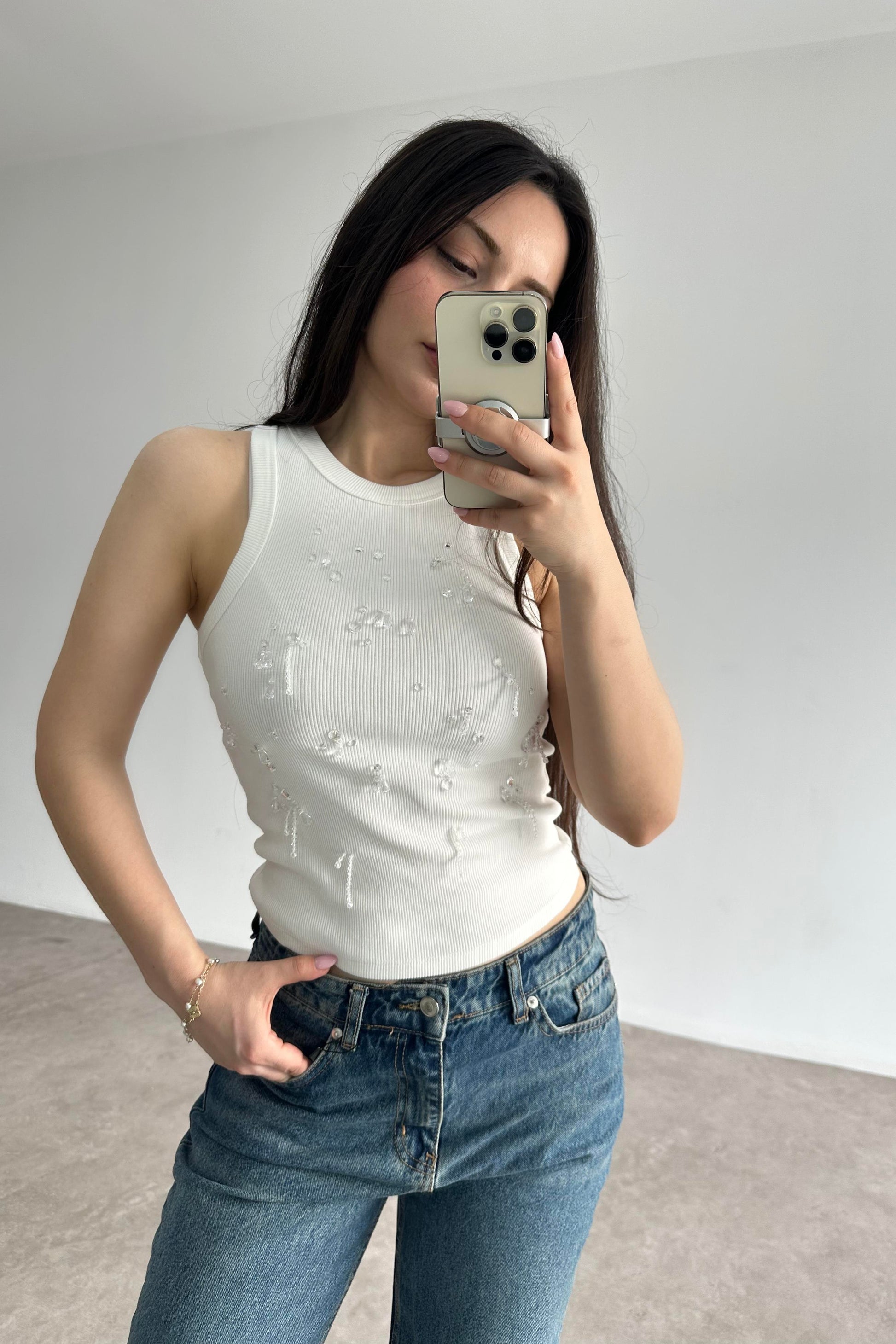 Damla Taş Detaylı Kaşkorse Top