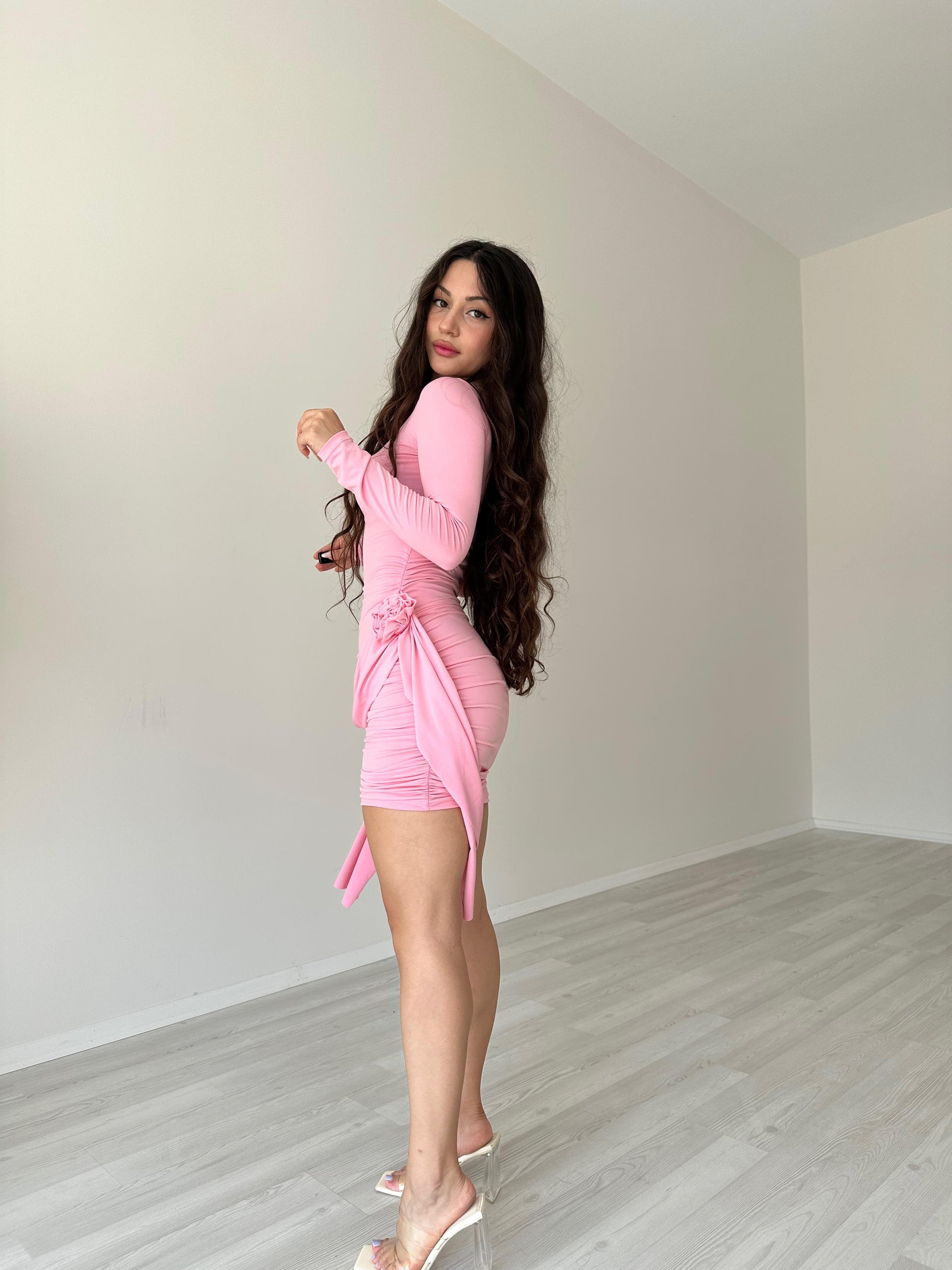 Drapeli Rosie Pembe Elbise