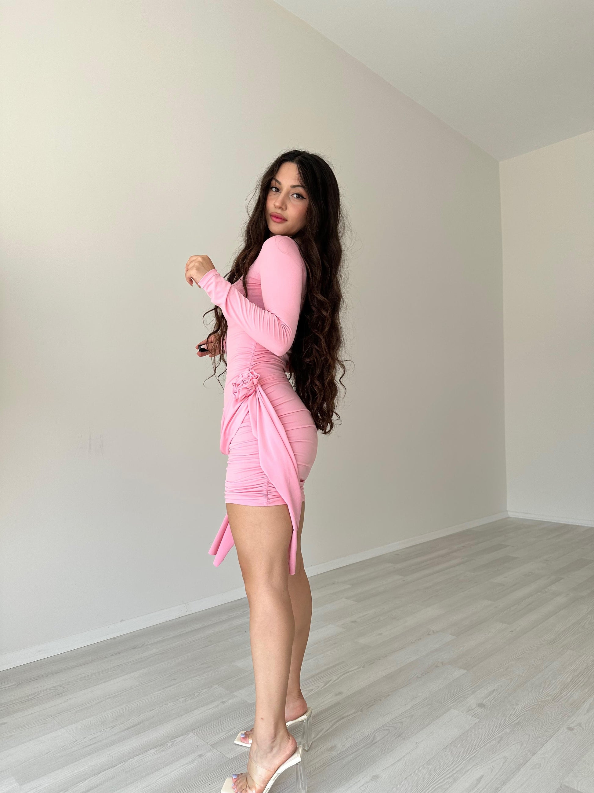 Drapeli Rosie Pembe Elbise