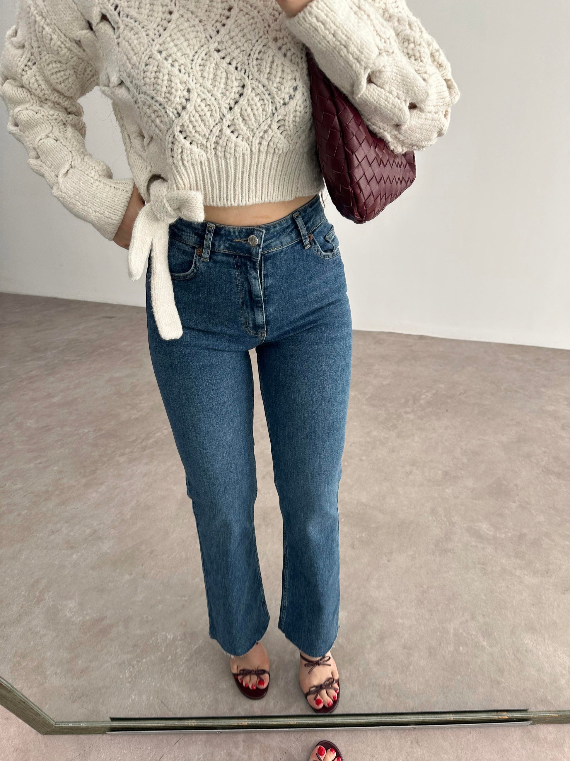 Dreamy Toparlayıcı Mini Flare Orta Mavi Jean